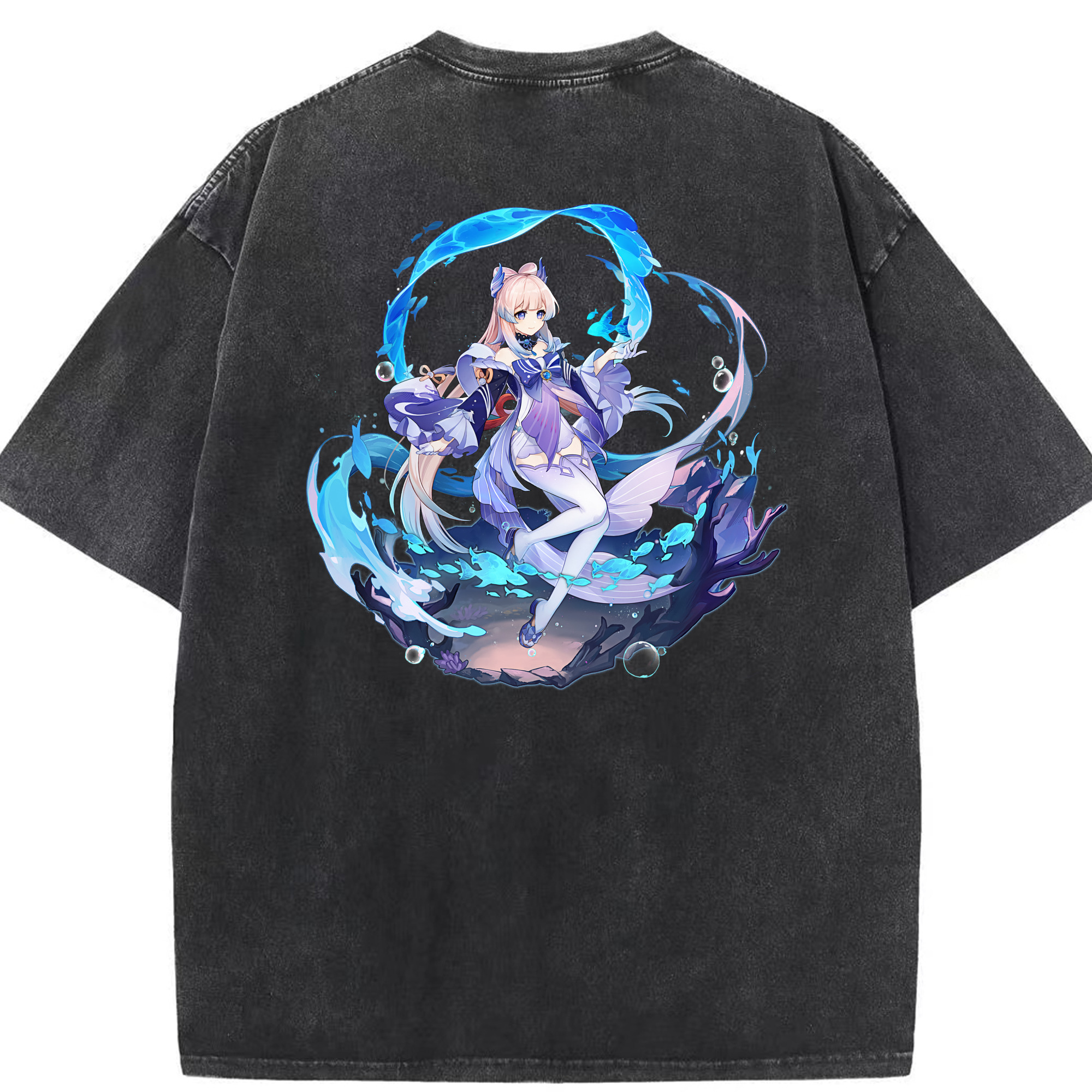 げんし神 珊瑚宮心海 サンゴノミヤ・ココミ genshin Sangonomiya Kokomi 綿100% ヴィンテージ風 半袖Tシャツ（背面プリント）