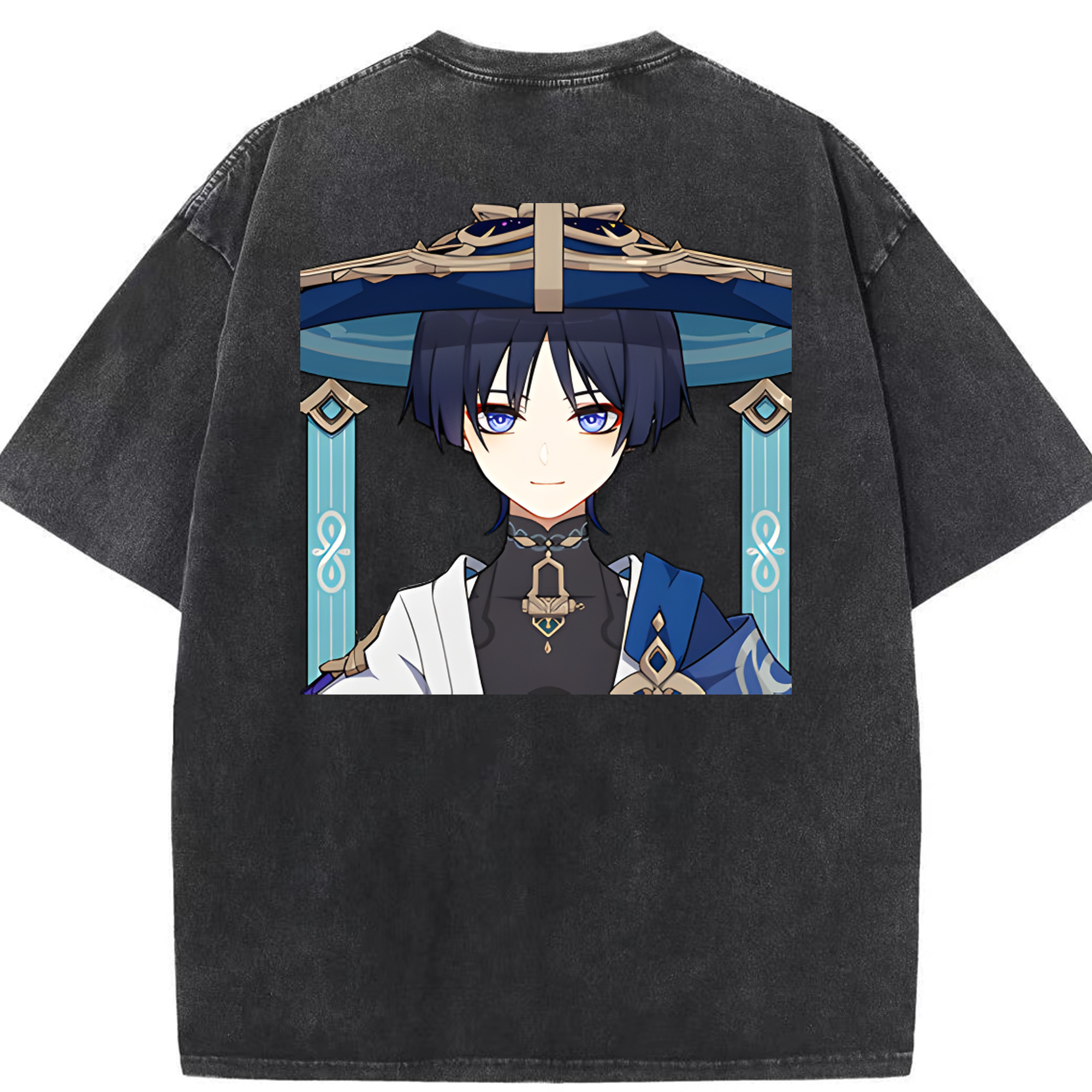 げんし神 さんペい genshin Sanpei 綿100% ヴィンテージ風 半袖Tシャツ（背面プリント）