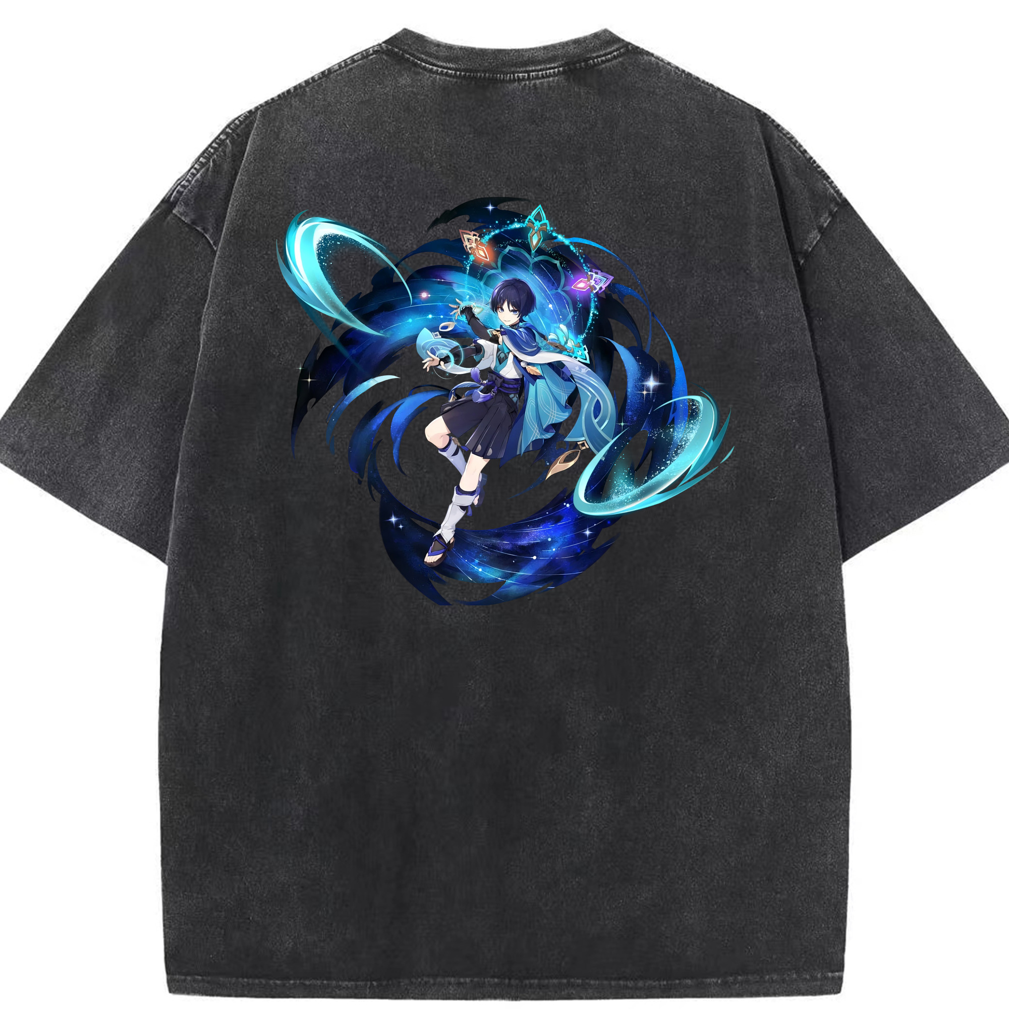 げんし神 さんペい genshin Sanpei 綿100% ヴィンテージ風 半袖Tシャツ（背面プリント）