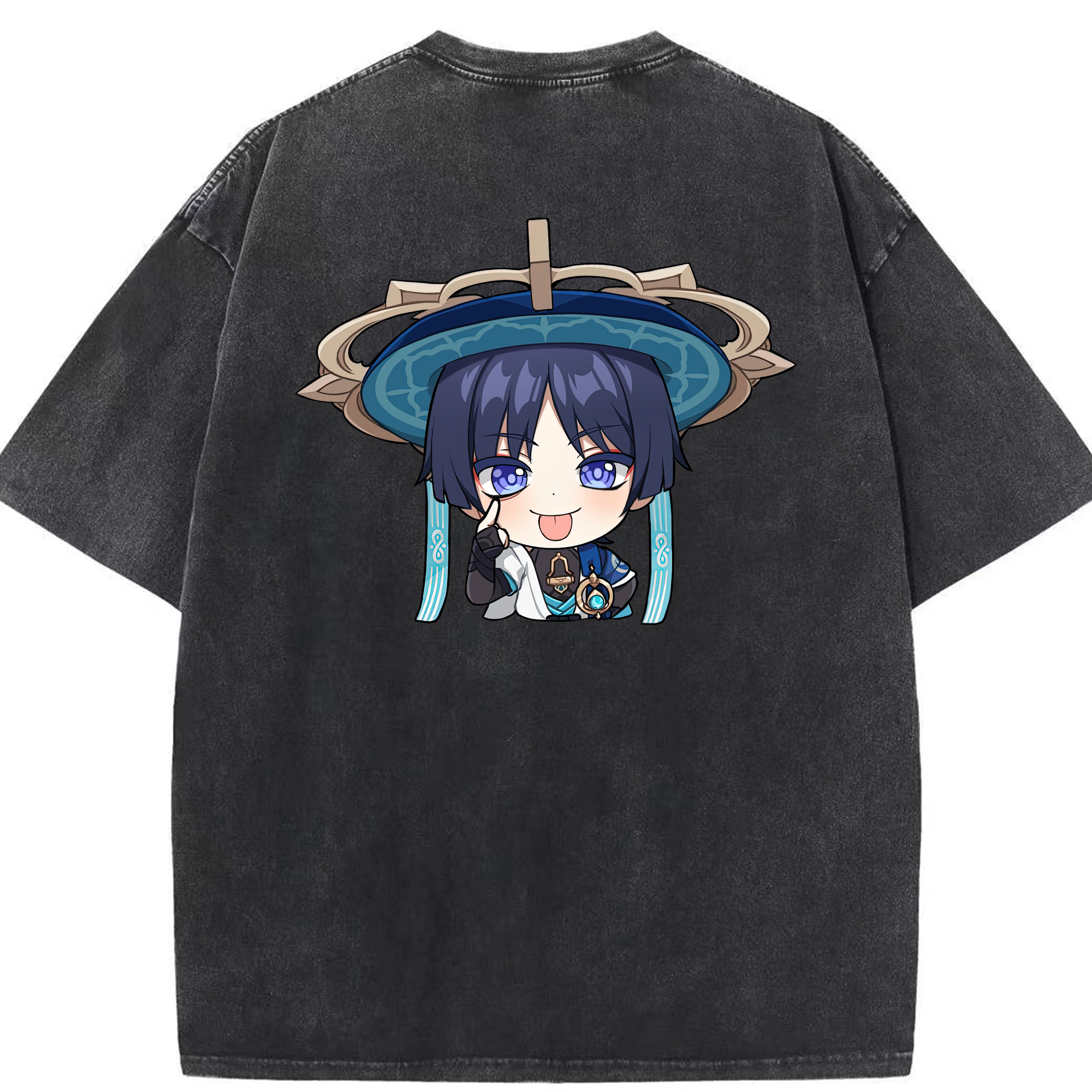 げんし神 さんペい genshin Sanpei 綿100% ヴィンテージ風 半袖Tシャツ（背面プリント）