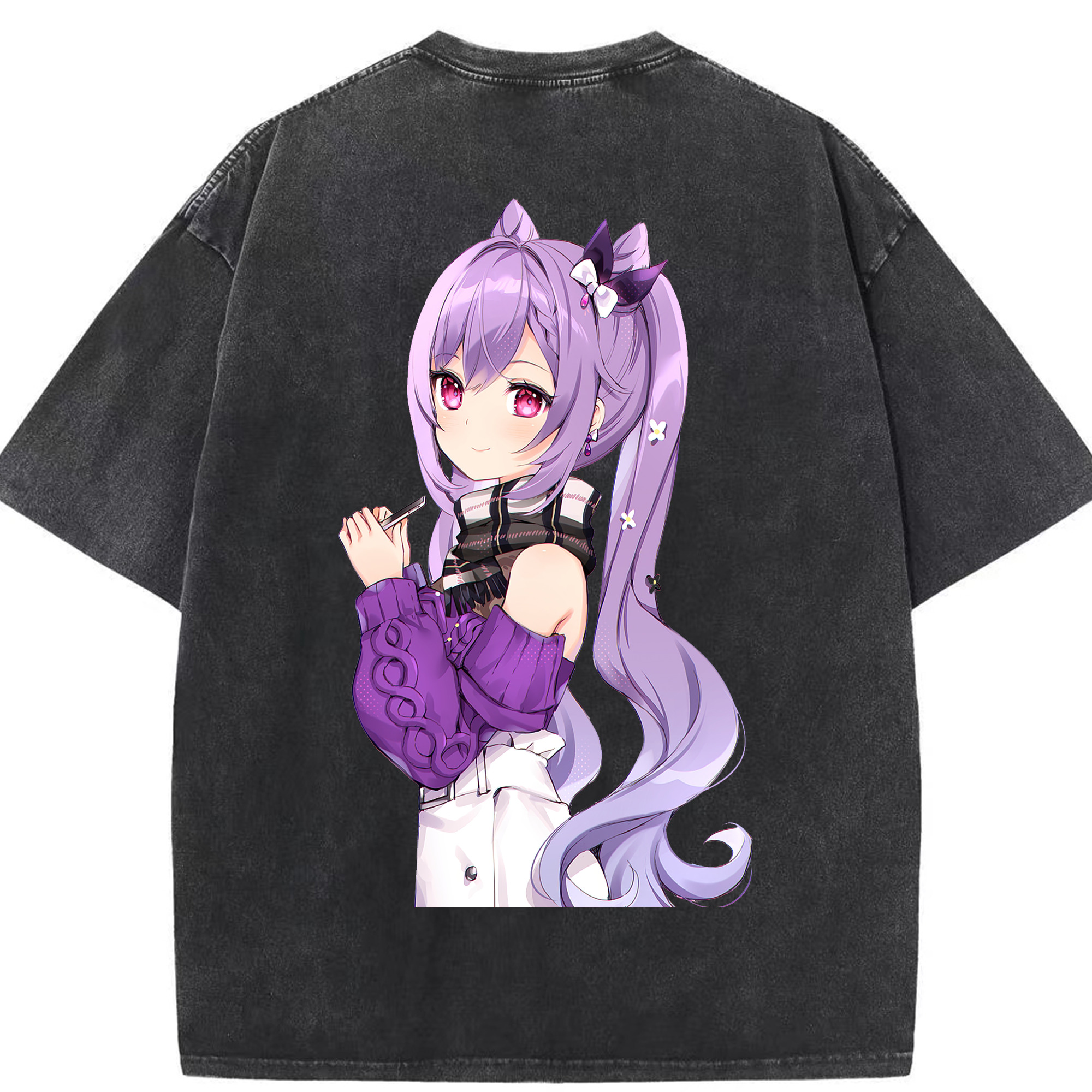 げんし神 刻晴 こくせい genshin Kokusei 綿100% ヴィンテージ風 半袖Tシャツ（背面プリント）