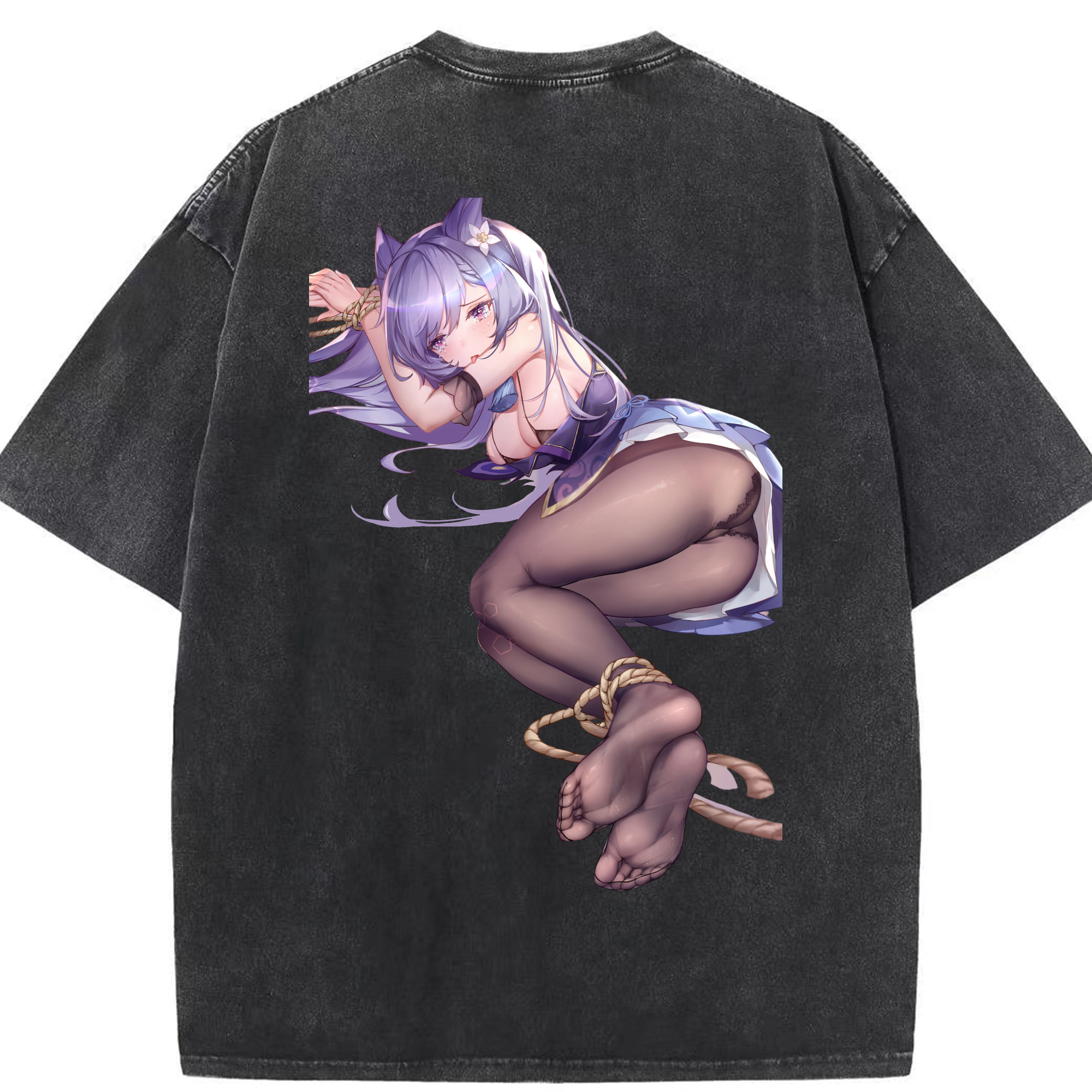 げんし神 刻晴 こくせい genshin Kokusei 綿100% ヴィンテージ風 半袖Tシャツ（背面プリント）