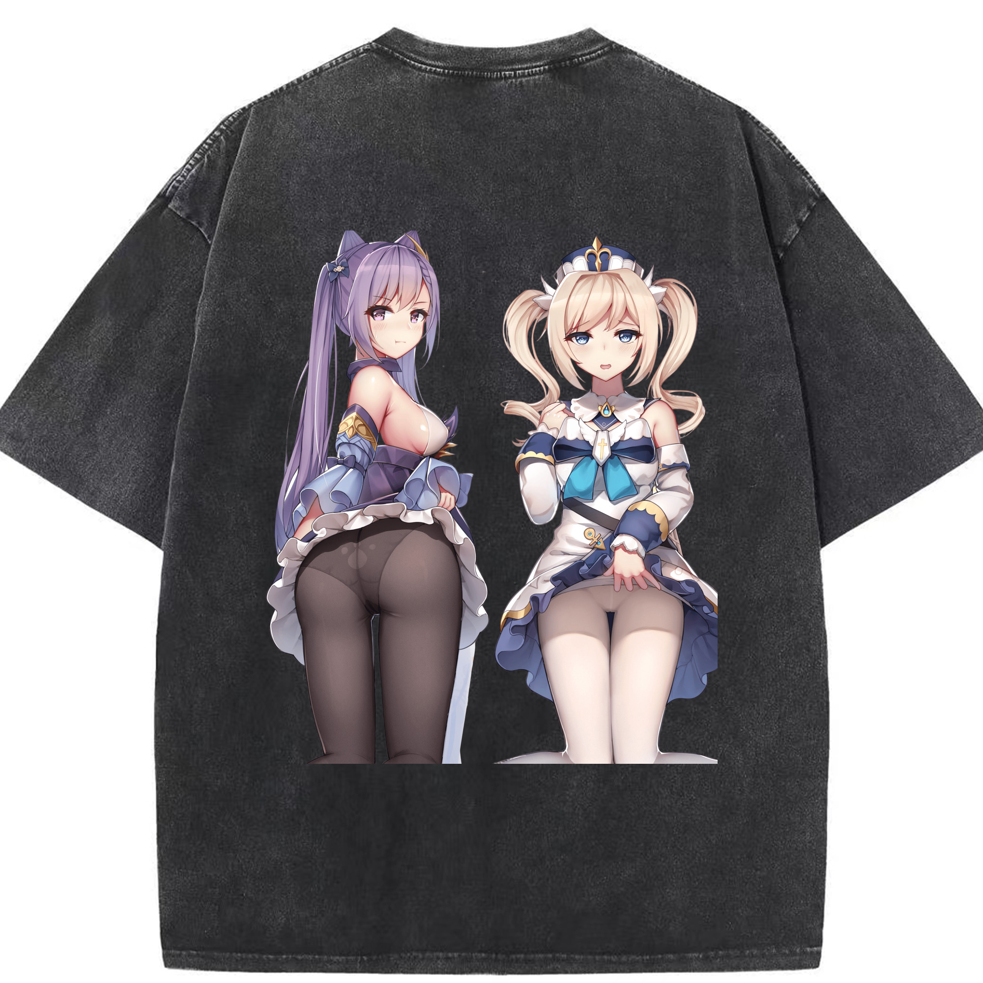 げんし神 刻晴 こくせい genshin Kokusei 綿100% ヴィンテージ風 半袖Tシャツ（背面プリント）
