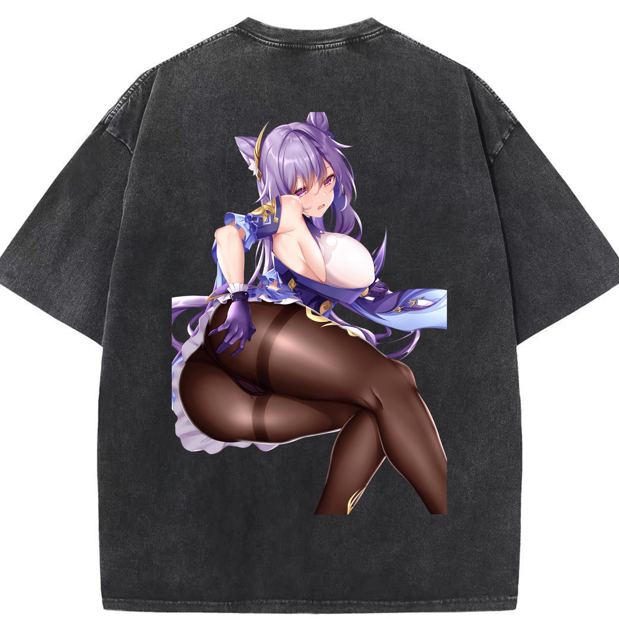げんし神 刻晴 こくせい genshin Kokusei 綿100% ヴィンテージ風 半袖Tシャツ（背面プリント）
