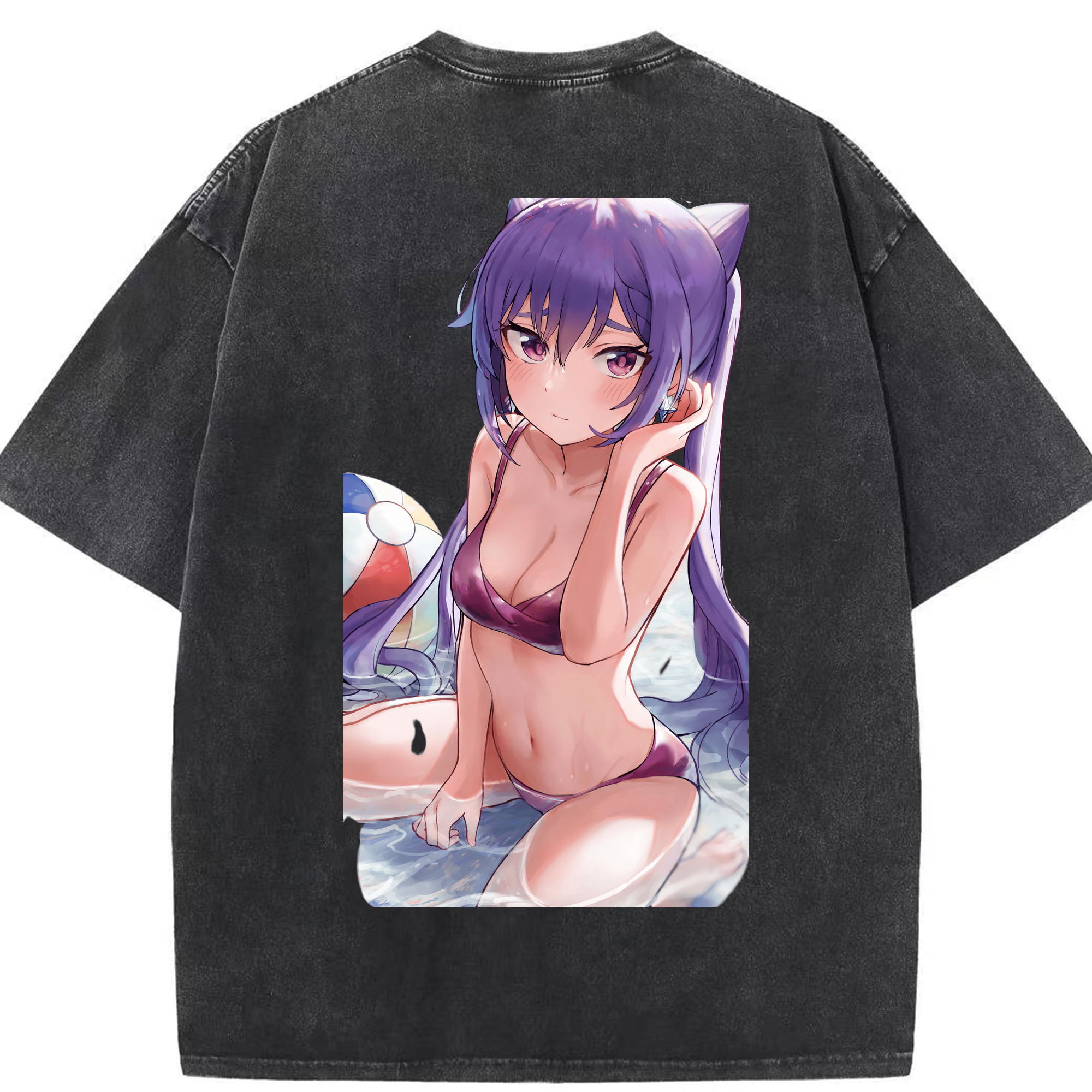 げんし神 刻晴 こくせい genshin Kokusei 綿100% ヴィンテージ風 半袖Tシャツ（背面プリント）