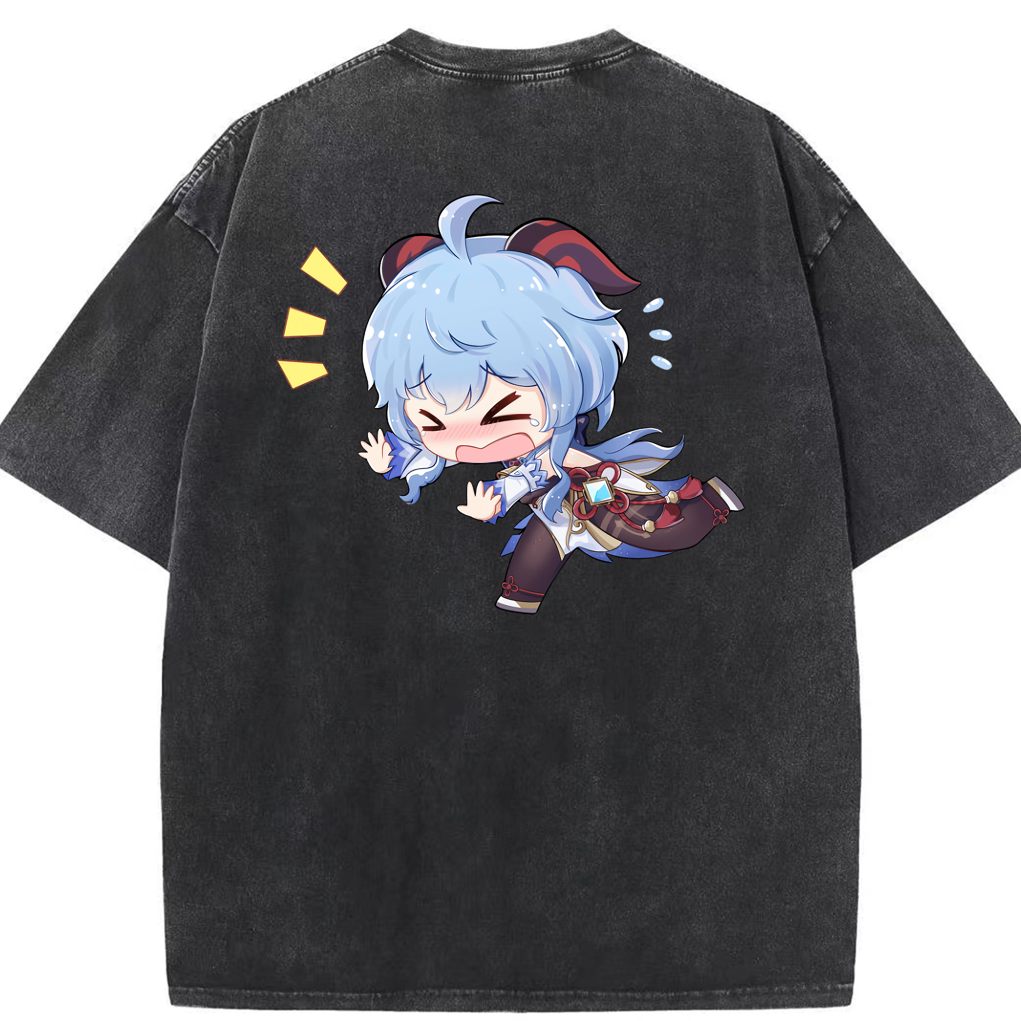 げんし神 甘雨 かんう genshin Ganyu 綿100% ヴィンテージ風 半袖Tシャツ（背面プリント）