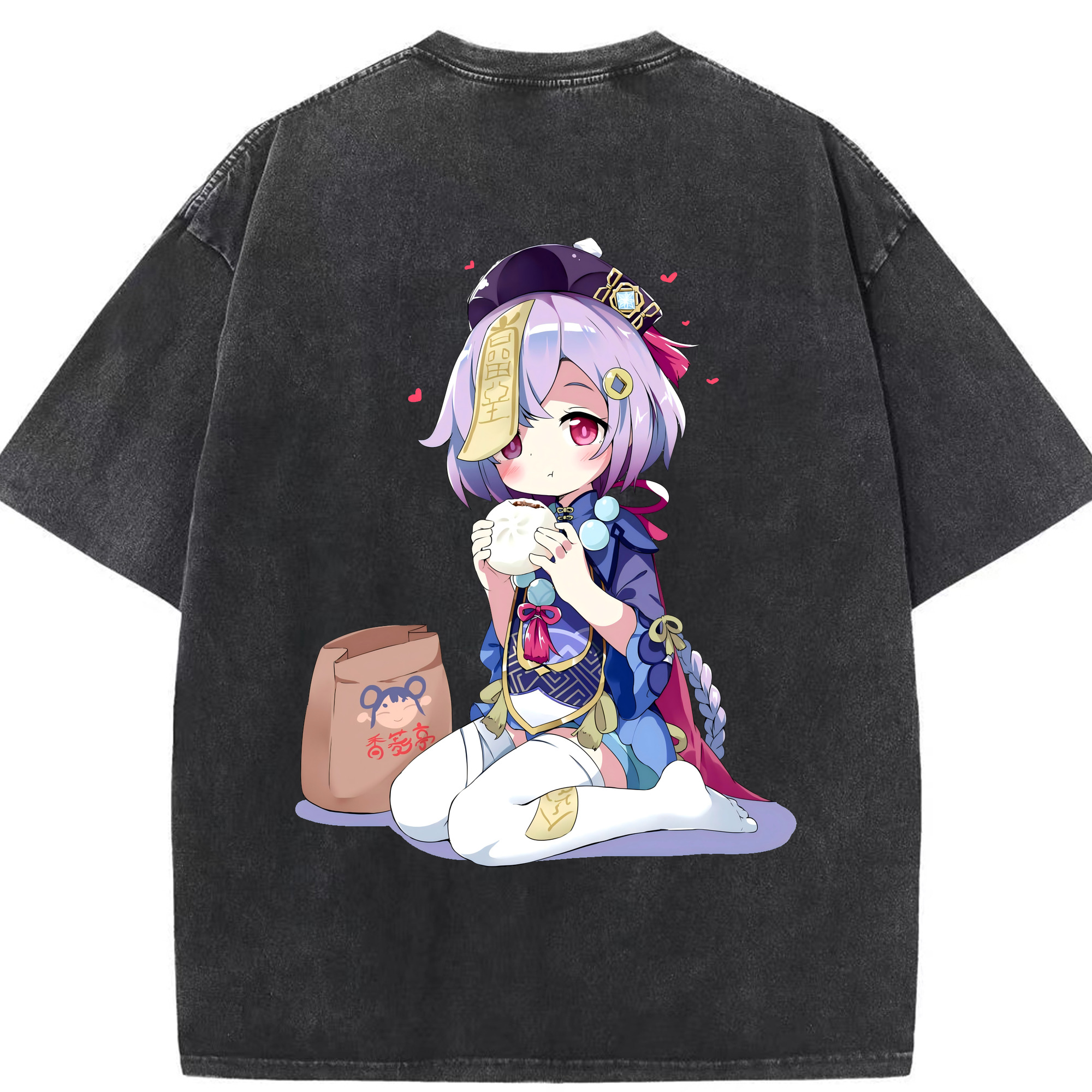 げんし神 七七 なな  genshin Nana 綿100% ヴィンテージ風 半袖Tシャツ（背面プリント）