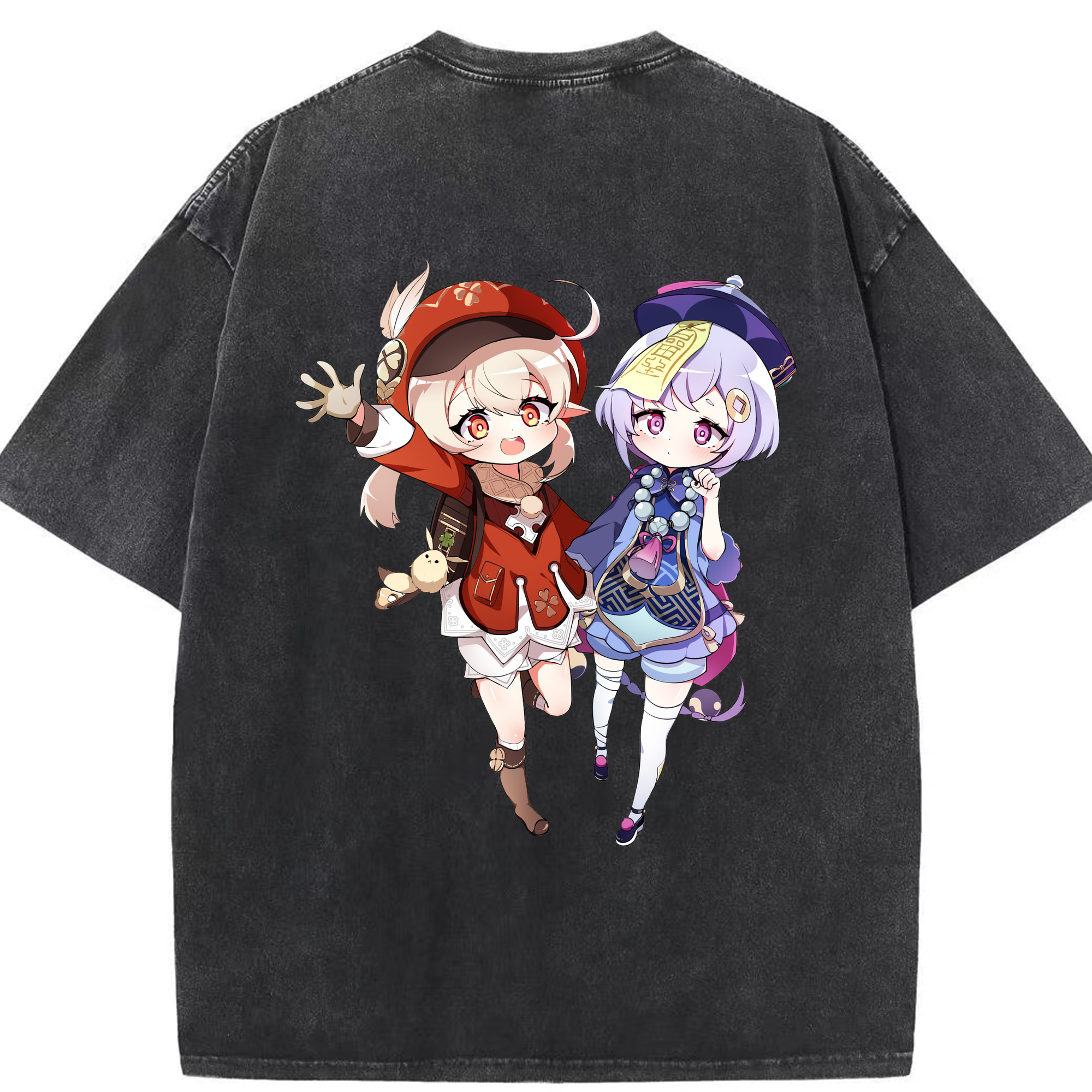 げんし神 七七 なな  genshin Nana 綿100% ヴィンテージ風 半袖Tシャツ（背面プリント）