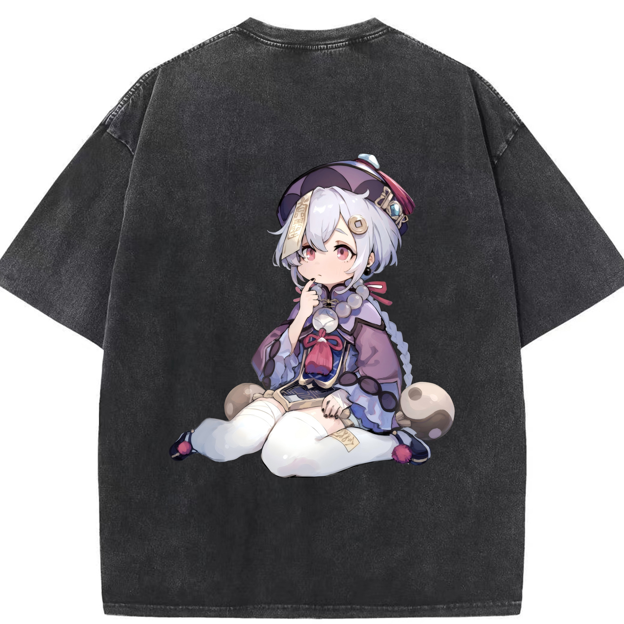 げんし神 七七 なな  genshin Nana 綿100% ヴィンテージ風 半袖Tシャツ（背面プリント）