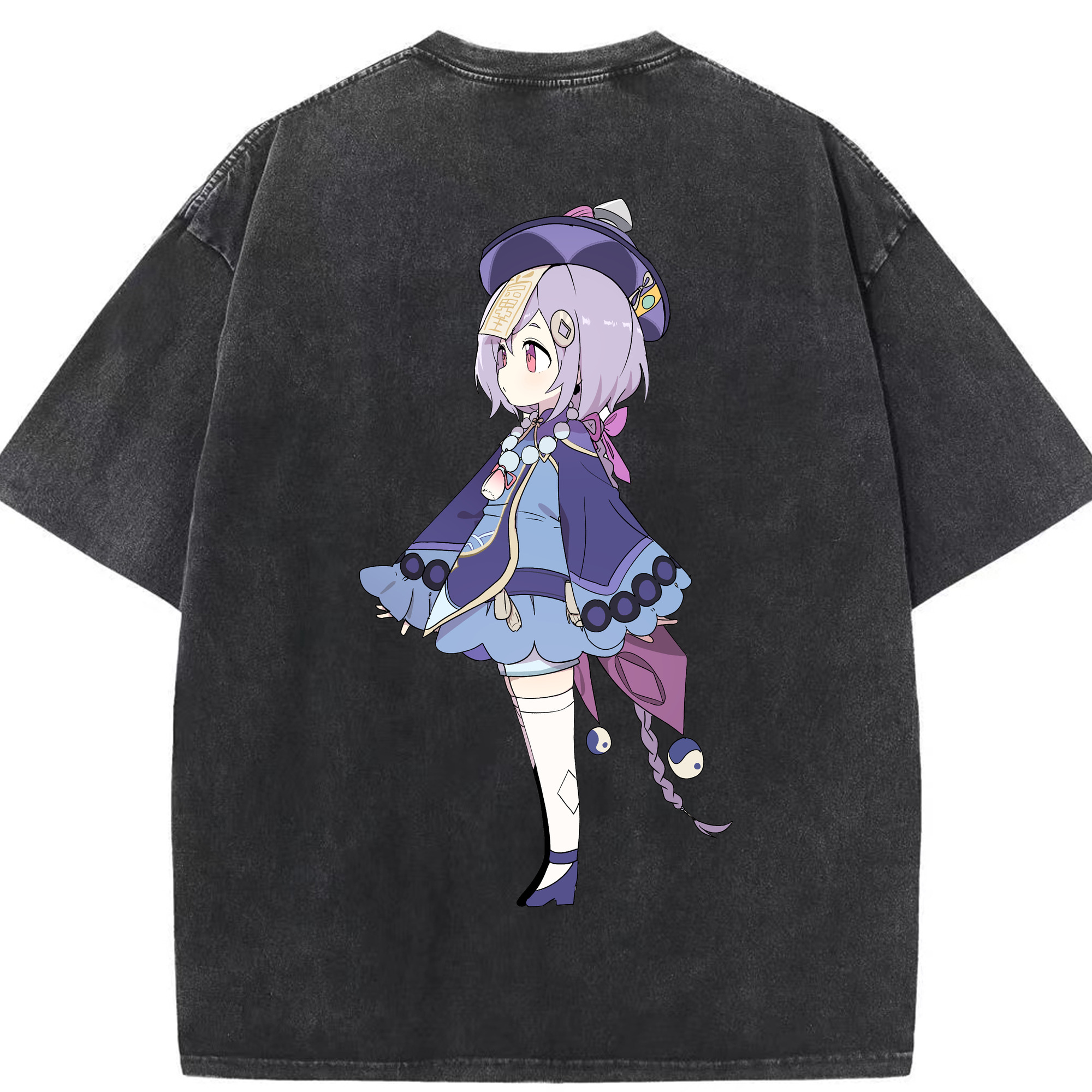 げんし神 七七 なな  genshin Nana 綿100% ヴィンテージ風 半袖Tシャツ（背面プリント）