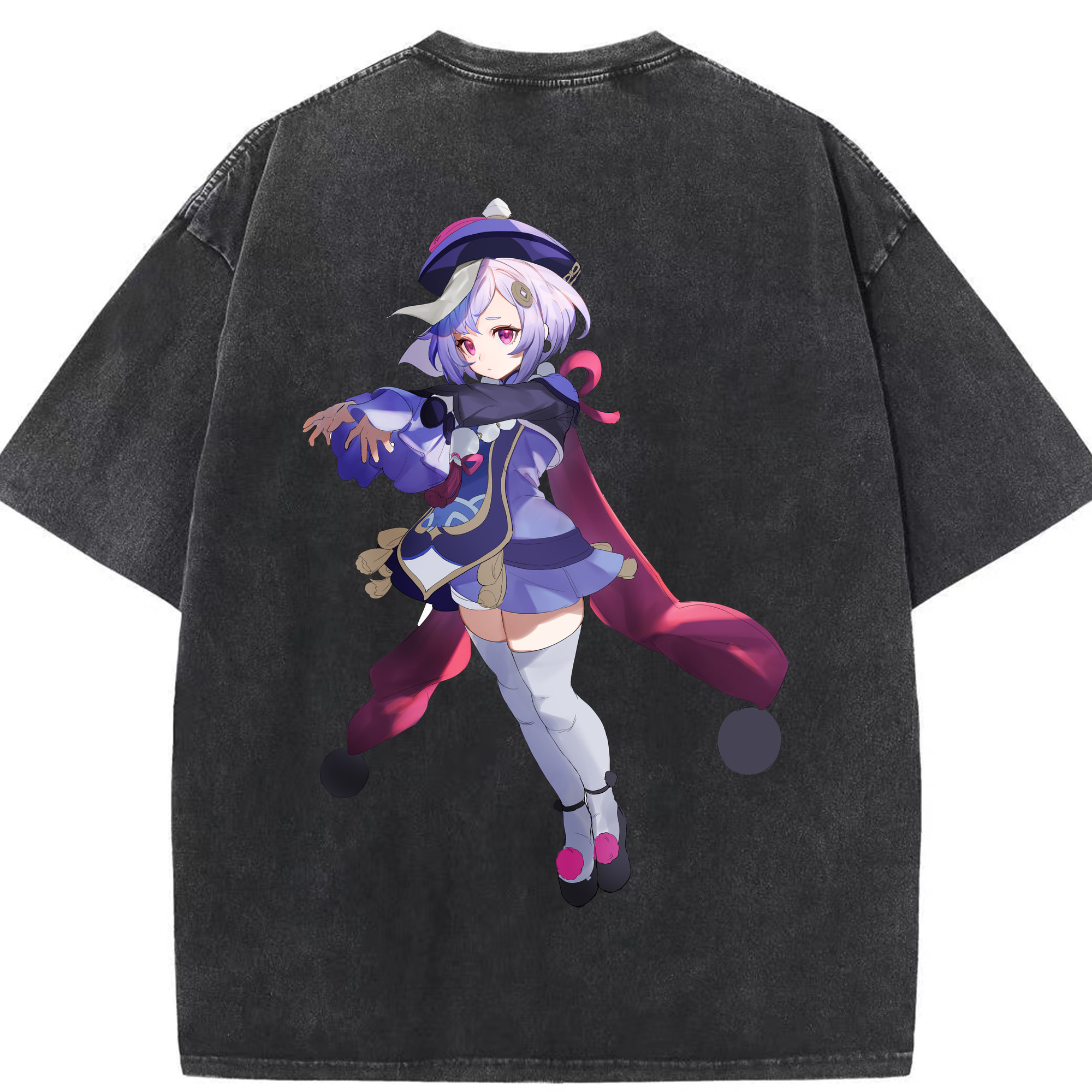 げんし神 七七 なな  genshin Nana 綿100% ヴィンテージ風 半袖Tシャツ（背面プリント）