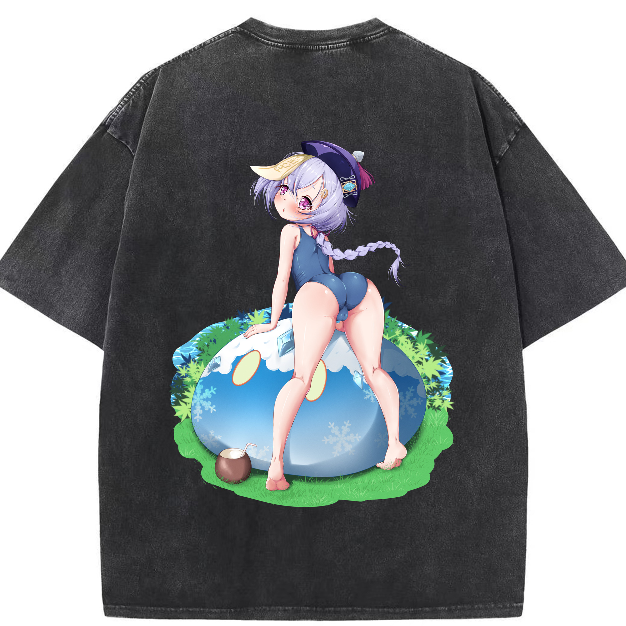 げんし神 七七 なな  genshin Nana 綿100% ヴィンテージ風 半袖Tシャツ（背面プリント）