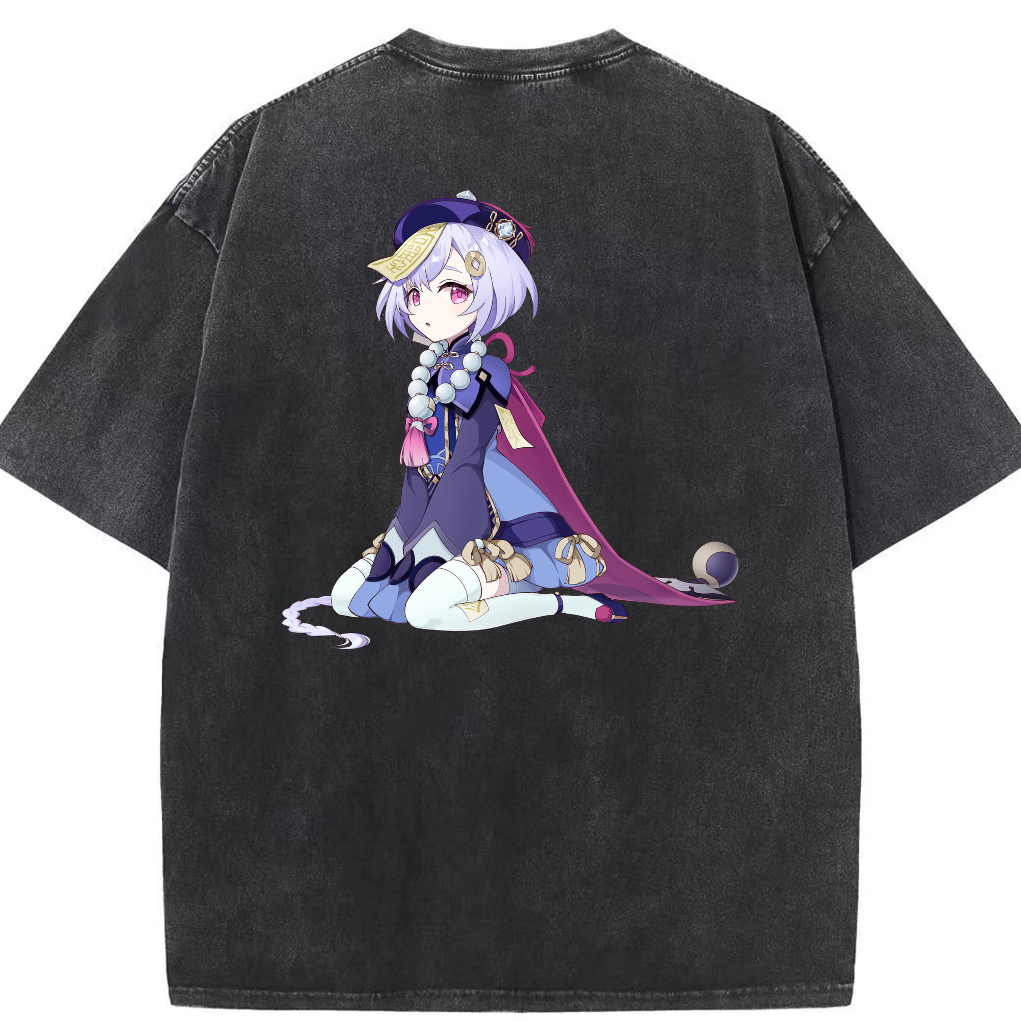 げんし神 七七 なな  genshin Nana 綿100% ヴィンテージ風 半袖Tシャツ（背面プリント）