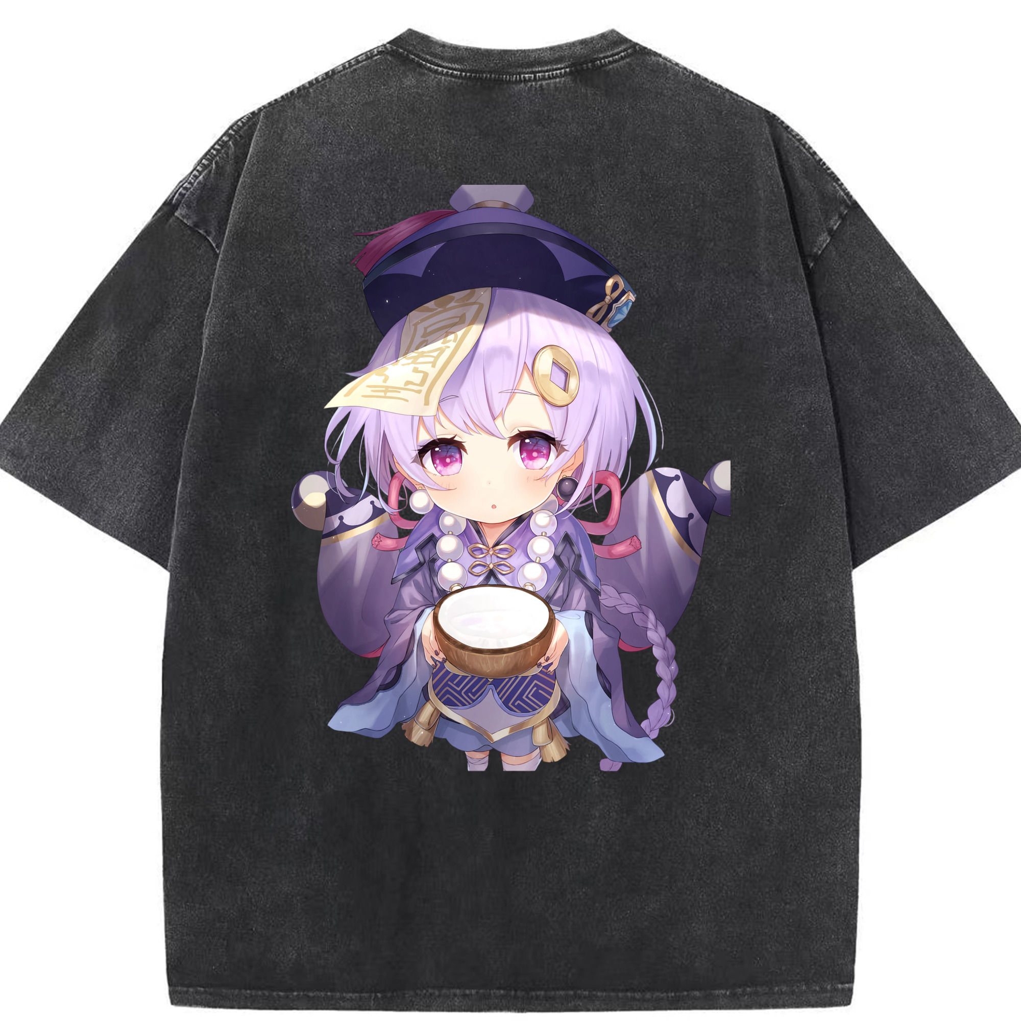 げんし神 七七 なな  genshin Nana 綿100% ヴィンテージ風 半袖Tシャツ（背面プリント）