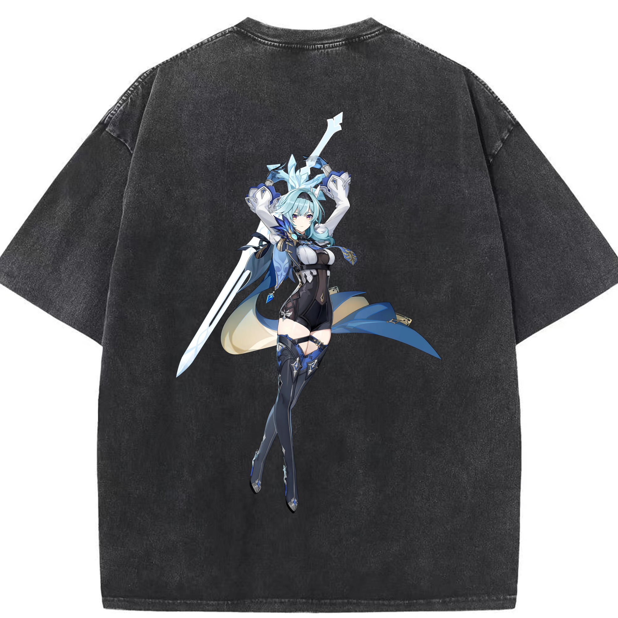 げんし神 优菈 ゆうら genshin Yūra 綿100% ヴィンテージ風 半袖Tシャツ（背面プリント）