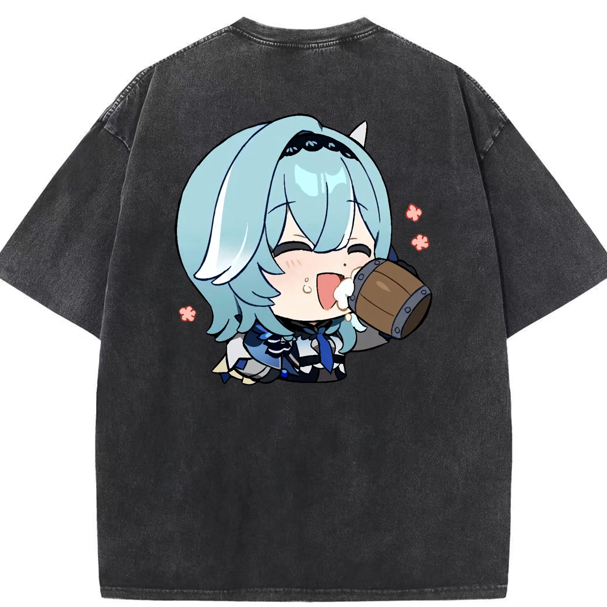げんし神 优菈 ゆうら genshin Yūra 綿100% ヴィンテージ風 半袖Tシャツ（背面プリント）