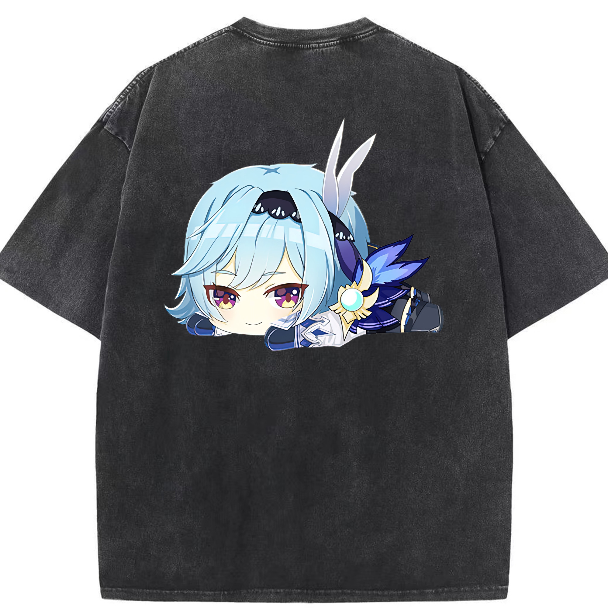げんし神 优菈 ゆうら genshin Yūra 綿100% ヴィンテージ風 半袖Tシャツ（背面プリント）