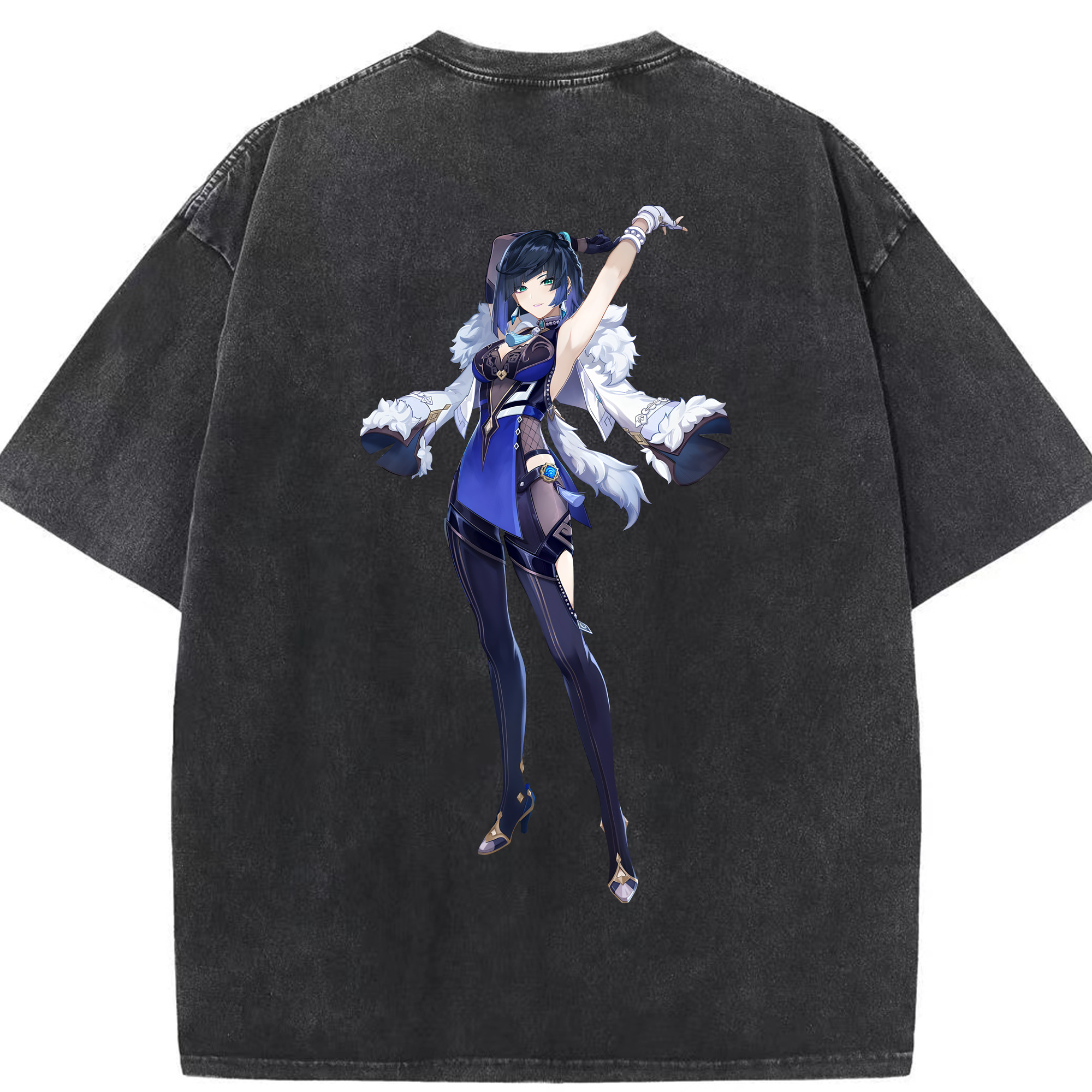 げんし神 夜兰 やらん genshin Yaran 綿100% ヴィンテージ風 半袖Tシャツ（背面プリント）