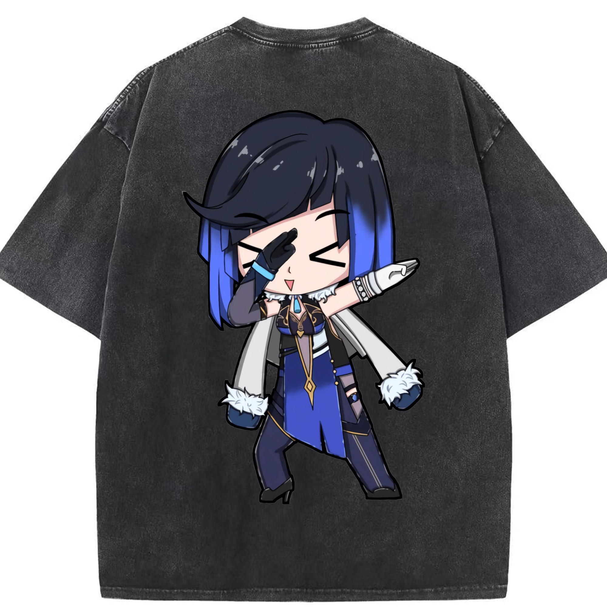 げんし神 夜兰 やらん genshin Yaran 綿100% ヴィンテージ風 半袖Tシャツ（背面プリント）