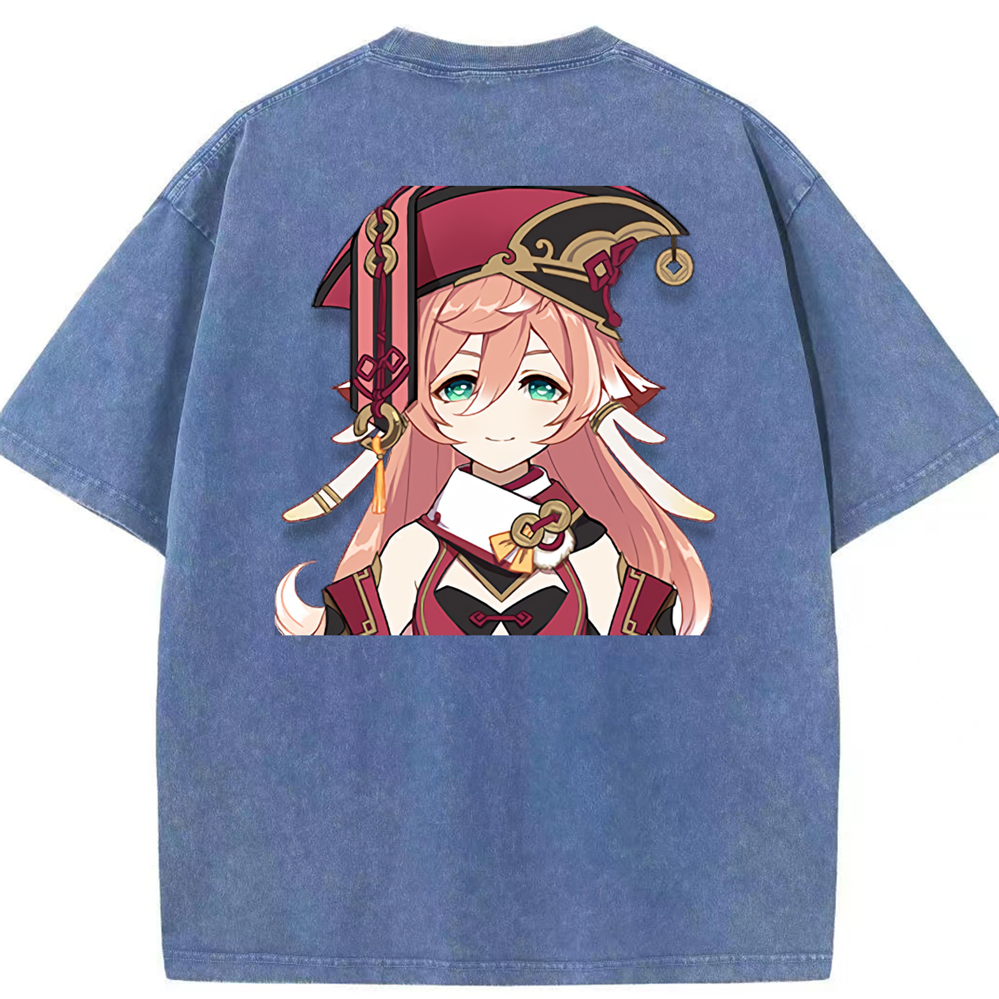げんし神 ヤンフェイ genshin Yanfei 綿100% ヴィンテージ風 半袖Tシャツ（背面プリント）