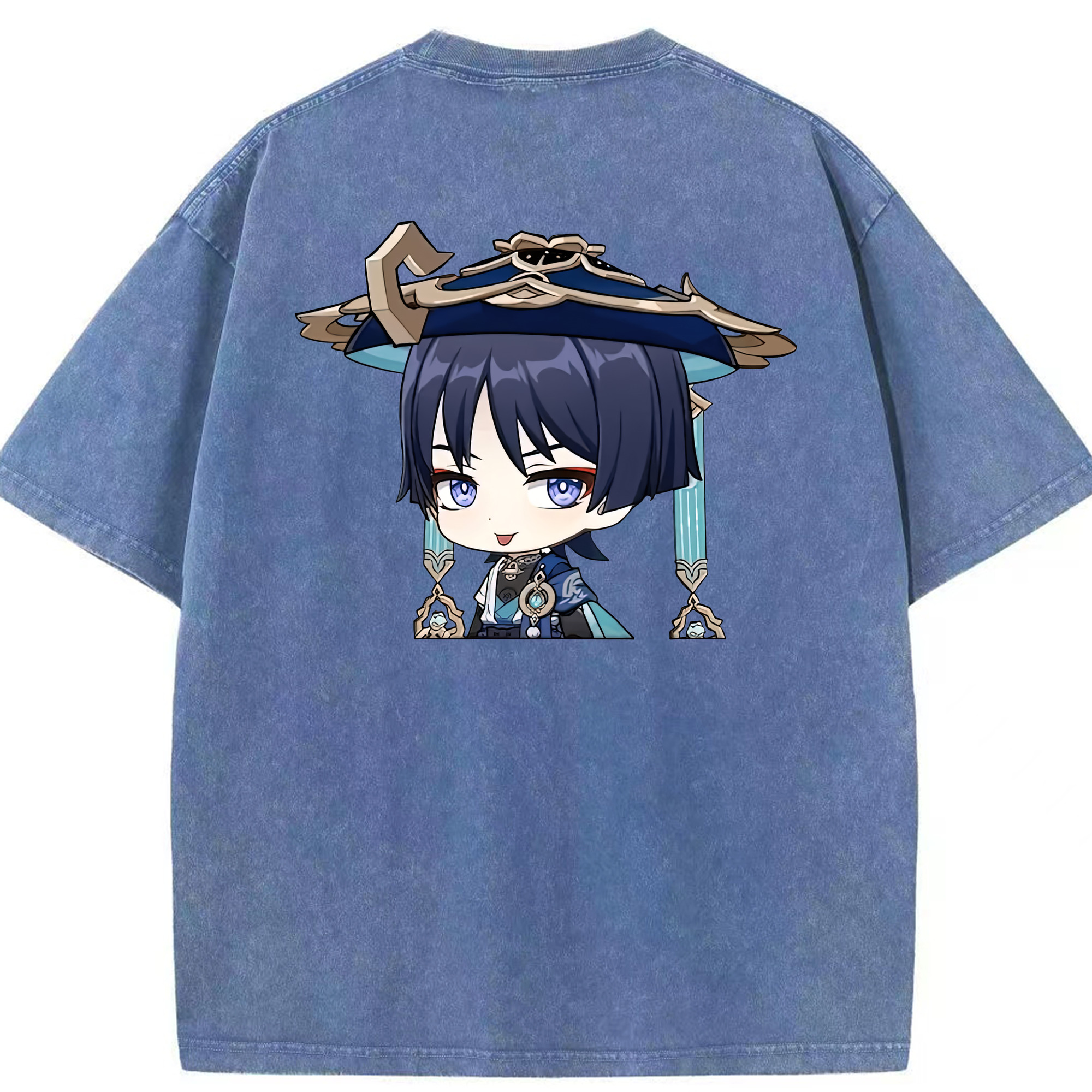 げんし神 さんペい genshin Sanpei 綿100% ヴィンテージ風 半袖Tシャツ（背面プリント）