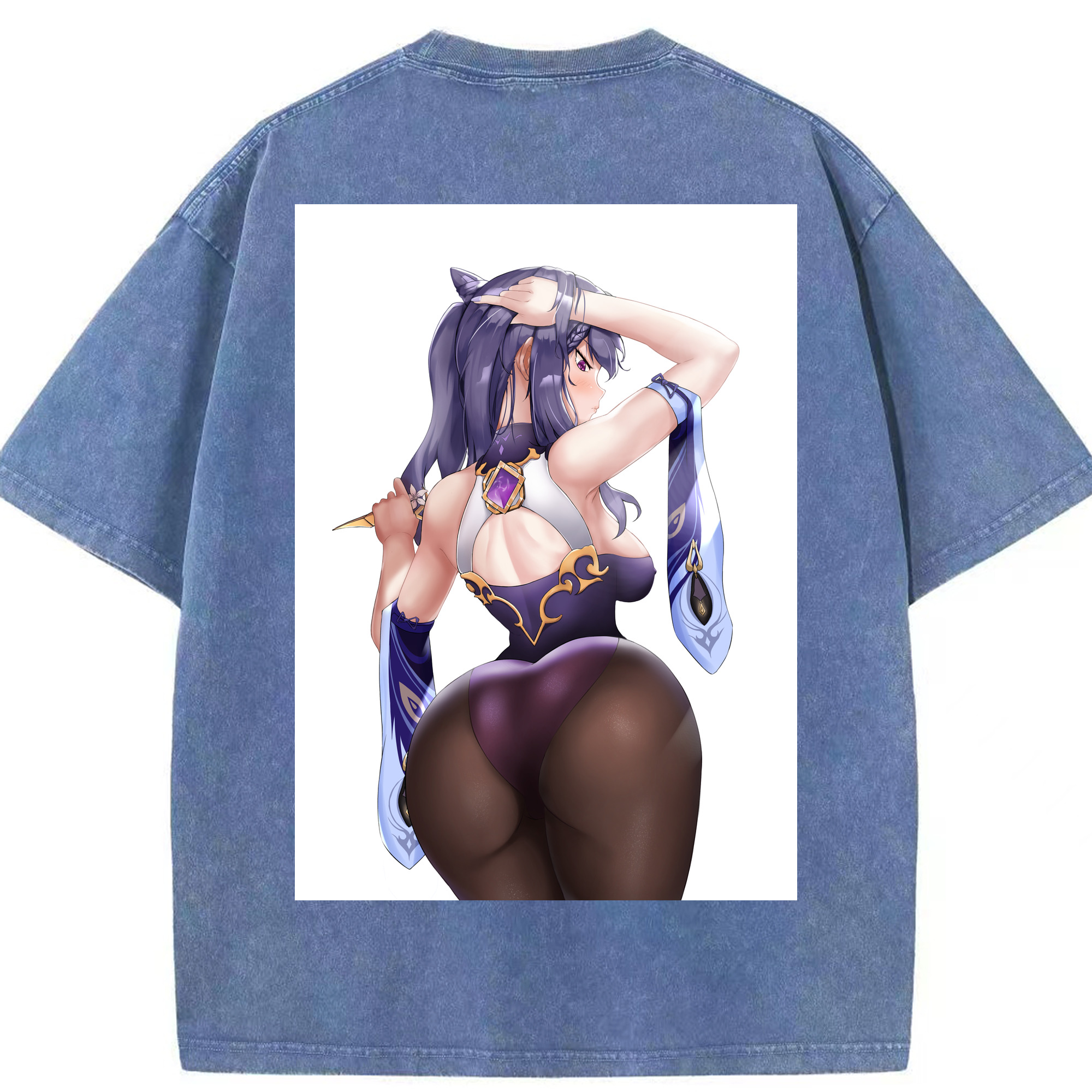 げんし神 刻晴 こくせい genshin Kokusei 綿100% ヴィンテージ風 半袖Tシャツ（背面プリント）