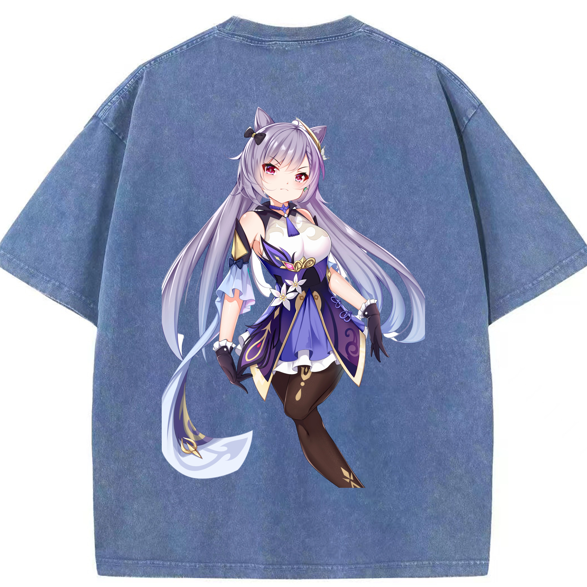 げんし神 刻晴 こくせい genshin Kokusei 綿100% ヴィンテージ風 半袖Tシャツ（背面プリント）