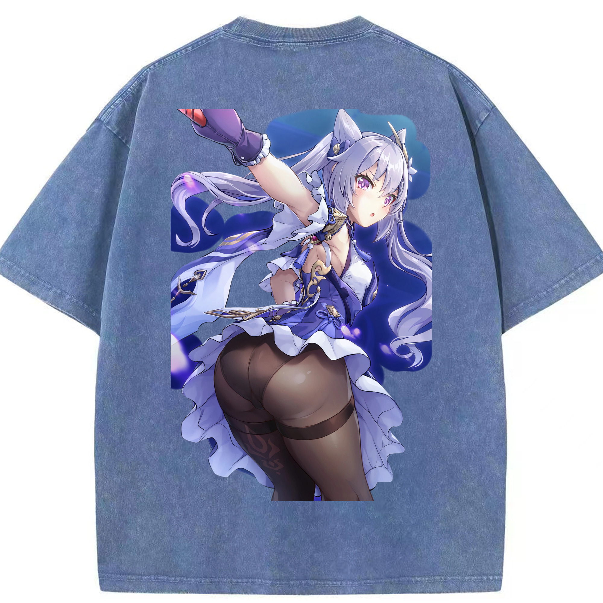 げんし神 刻晴 こくせい genshin Kokusei 綿100% ヴィンテージ風 半袖Tシャツ（背面プリント）