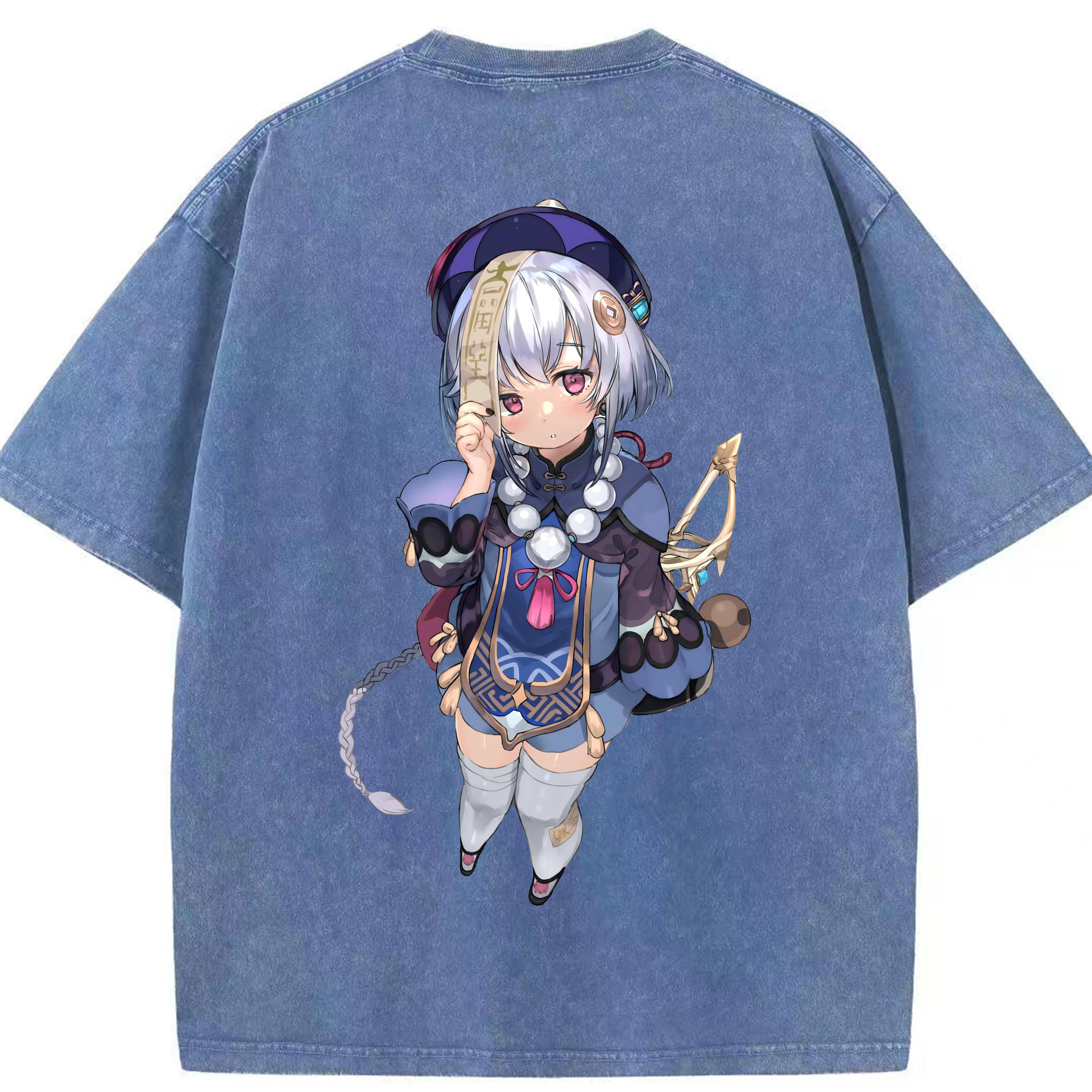 げんし神 七七 なな  genshin Nana 綿100% ヴィンテージ風 半袖Tシャツ（背面プリント）