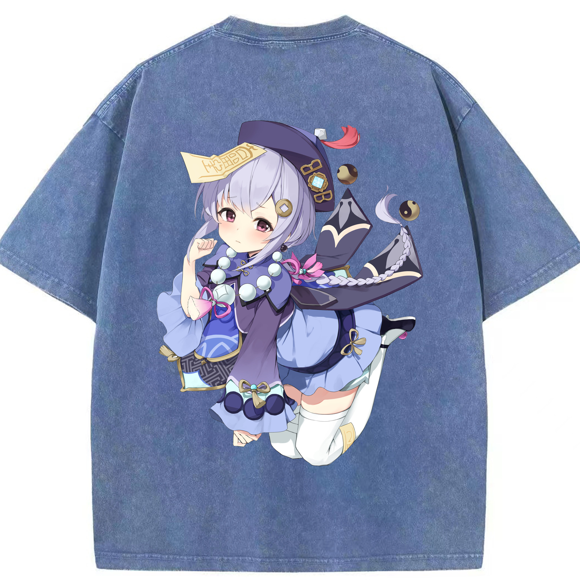 げんし神 七七 なな  genshin Nana 綿100% ヴィンテージ風 半袖Tシャツ（背面プリント）