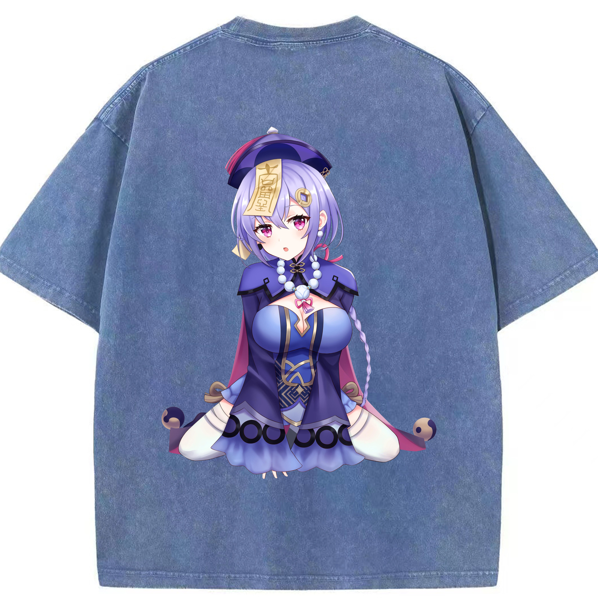 げんし神 七七 なな  genshin Nana 綿100% ヴィンテージ風 半袖Tシャツ（背面プリント）