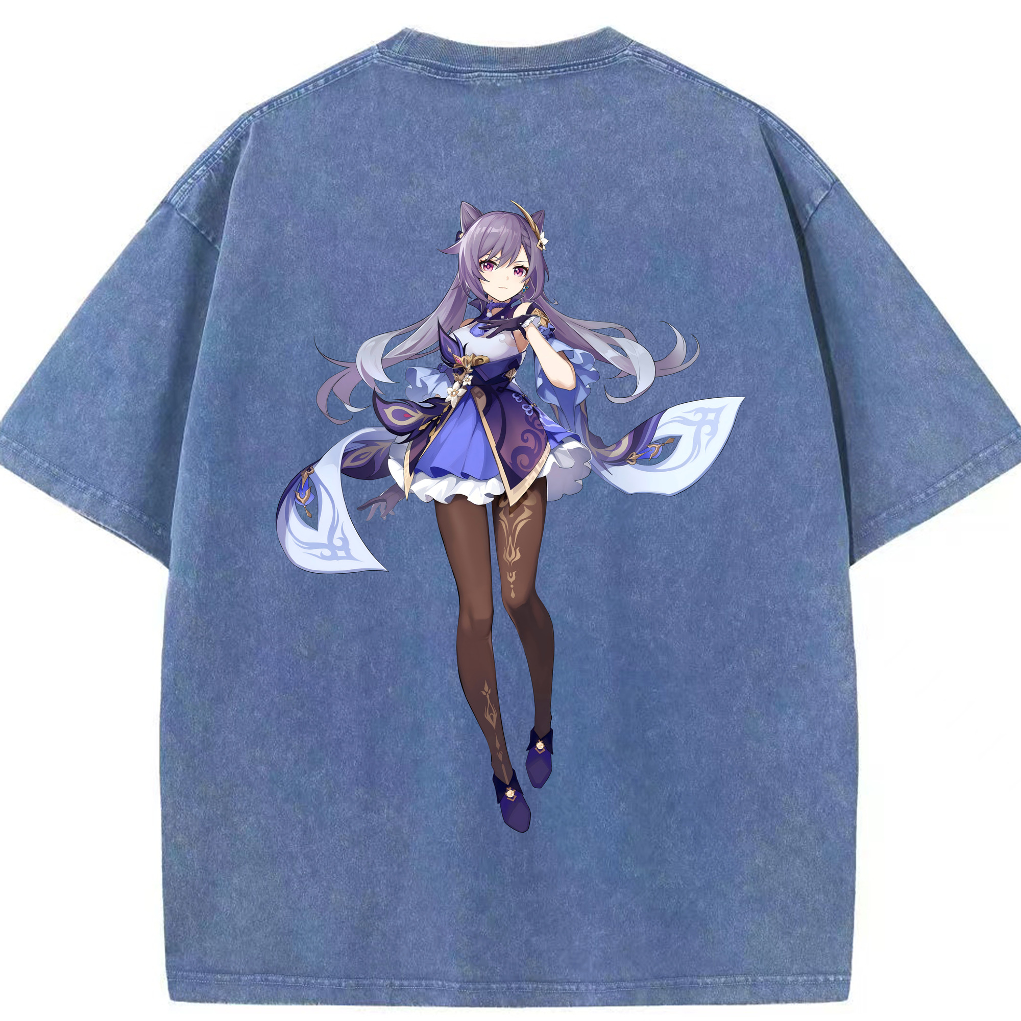 げんし神 刻晴 こくせい genshin Kokusei 綿100% ヴィンテージ風 半袖Tシャツ（背面プリント）