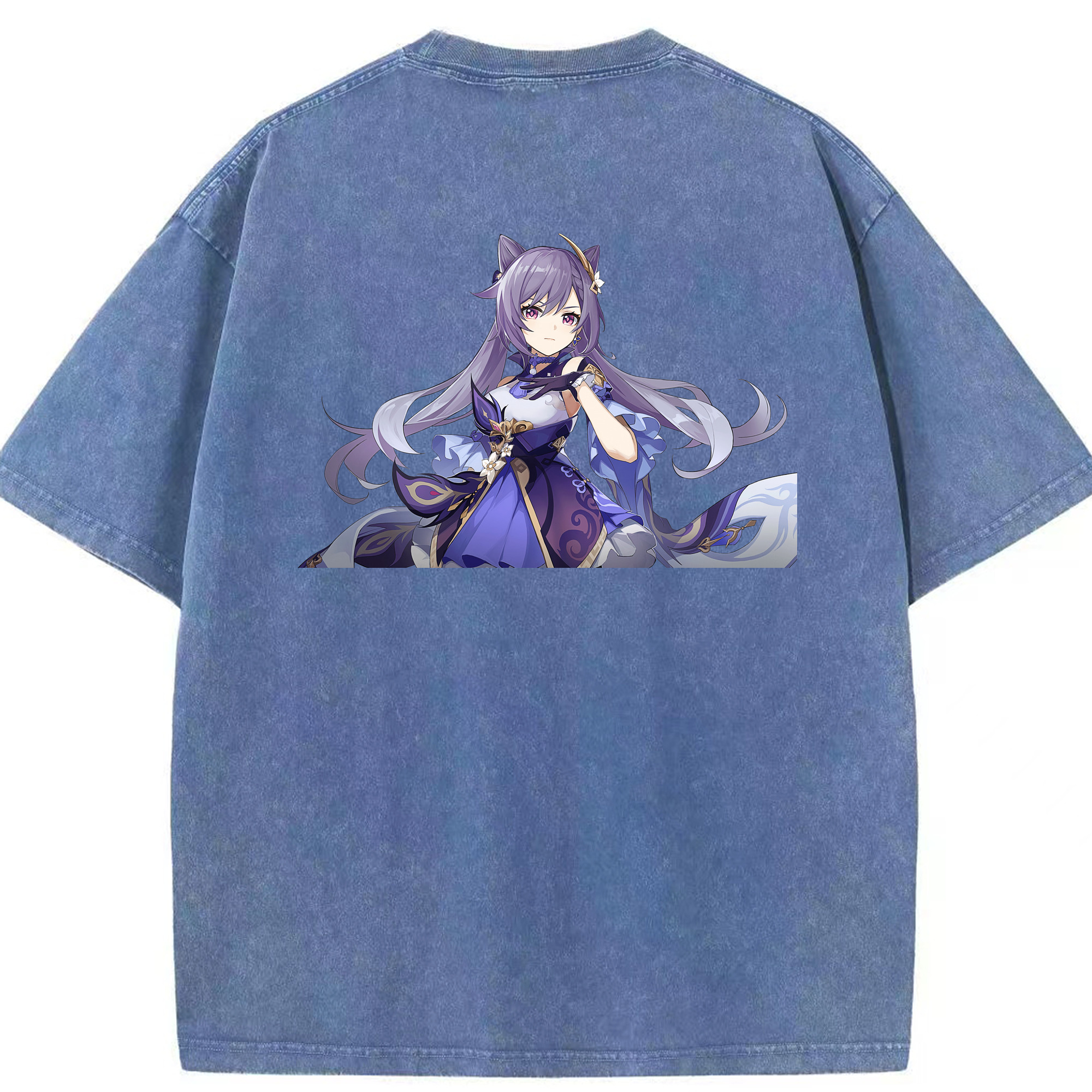 げんし神 刻晴 こくせい genshin Kokusei 綿100% ヴィンテージ風 半袖Tシャツ（背面プリント）