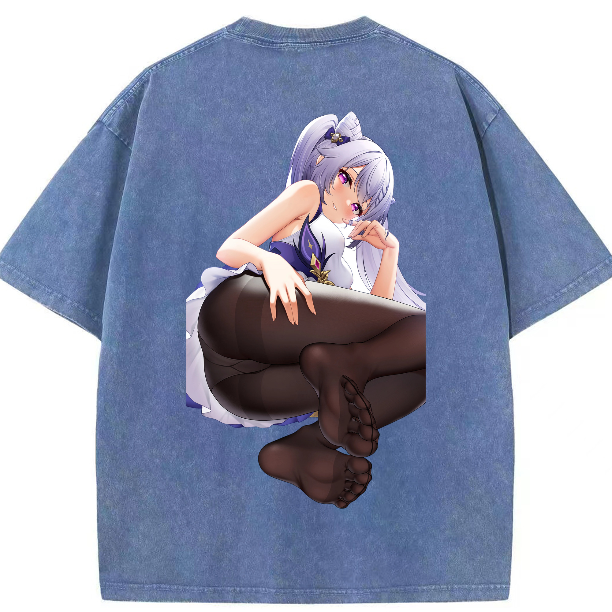 げんし神 刻晴 こくせい genshin Kokusei 綿100% ヴィンテージ風 半袖Tシャツ（背面プリント）