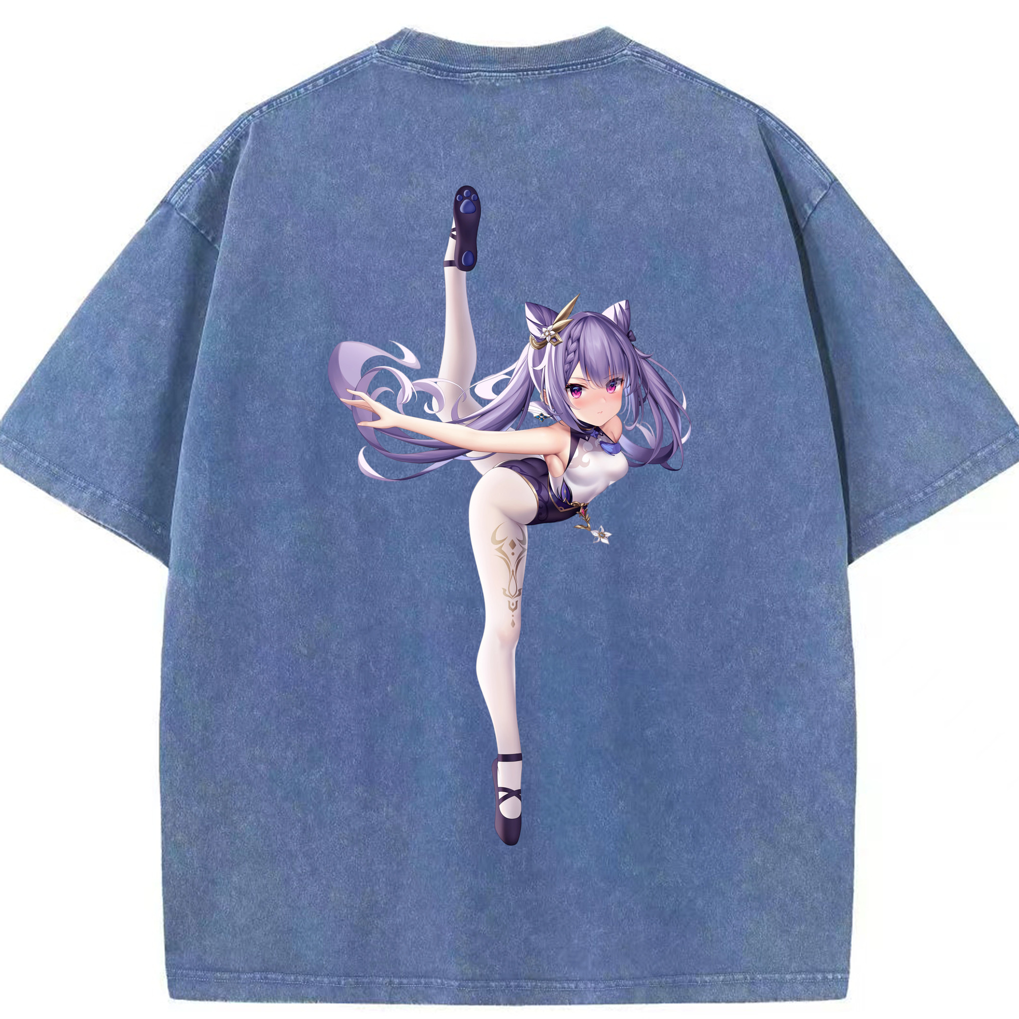 げんし神 刻晴 こくせい genshin Kokusei 綿100% ヴィンテージ風 半袖Tシャツ（背面プリント）