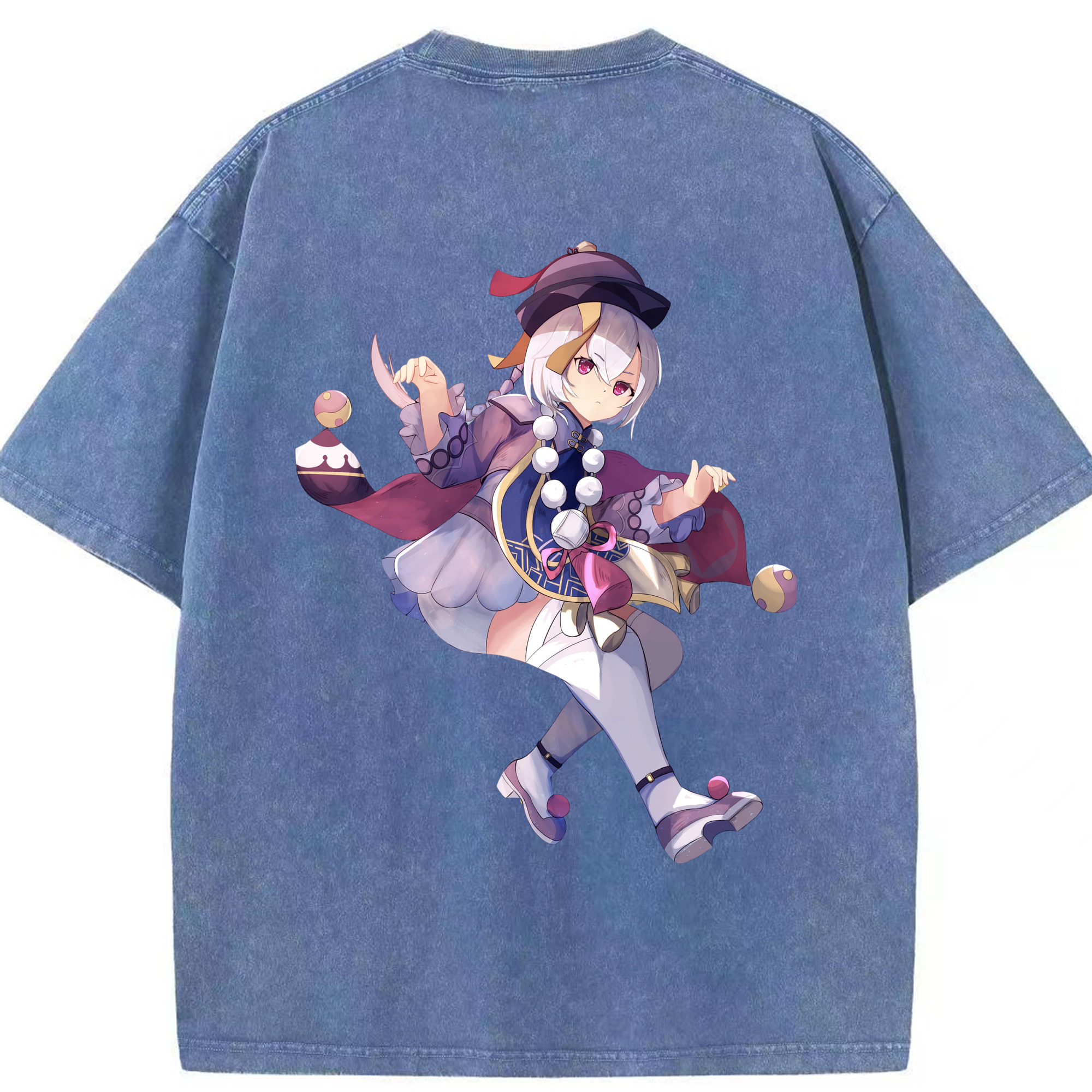 げんし神 七七 なな  genshin Nana 綿100% ヴィンテージ風 半袖Tシャツ（背面プリント）