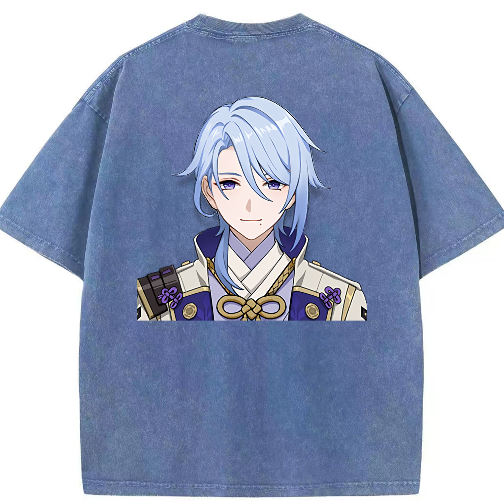 げんし神 神里綾人 かみさとあやと genshin Kamisato Ayato 綿100% ヴィンテージ風 半袖Tシャツ（背面プリント）