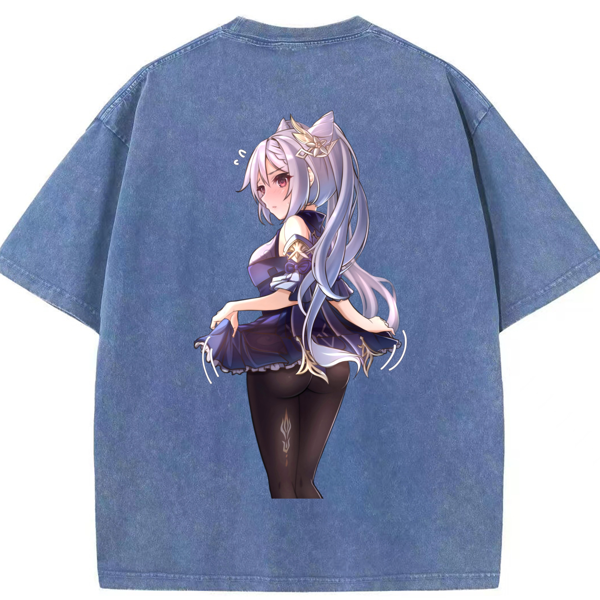 げんし神 刻晴 こくせい genshin Kokusei 綿100% ヴィンテージ風 半袖Tシャツ（背面プリント）