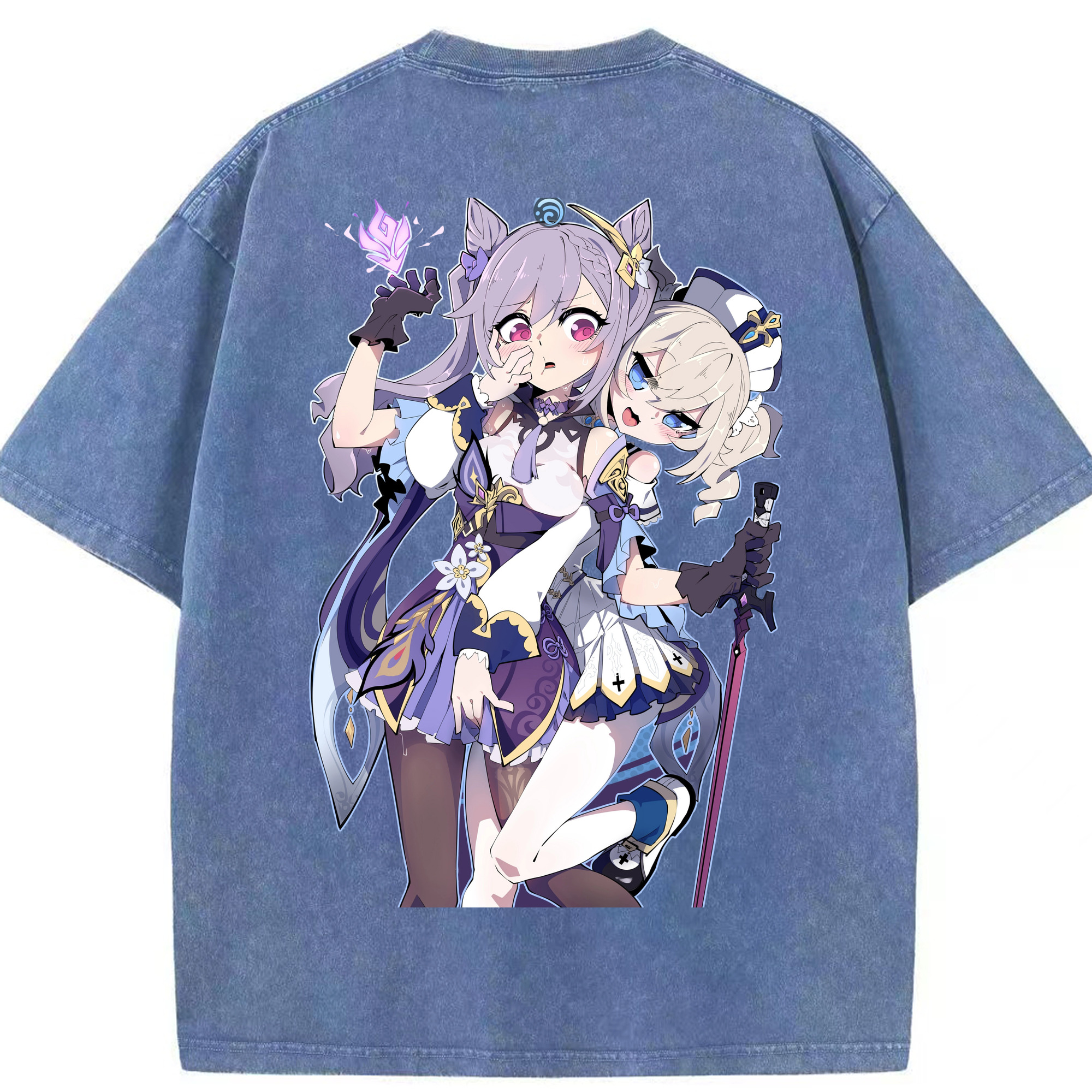 げんし神 刻晴 こくせい genshin Kokusei 綿100% ヴィンテージ風 半袖Tシャツ（背面プリント）