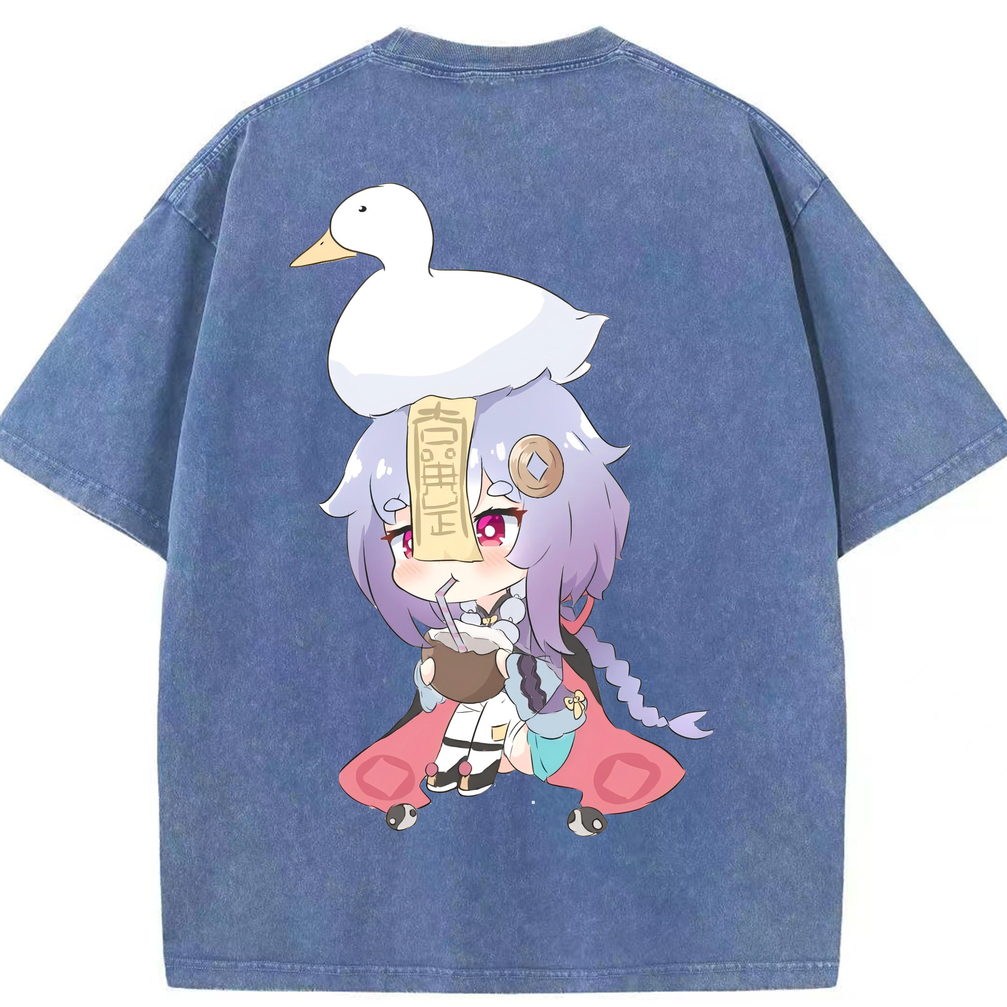 げんし神 七七 なな  genshin Nana 綿100% ヴィンテージ風 半袖Tシャツ（背面プリント）