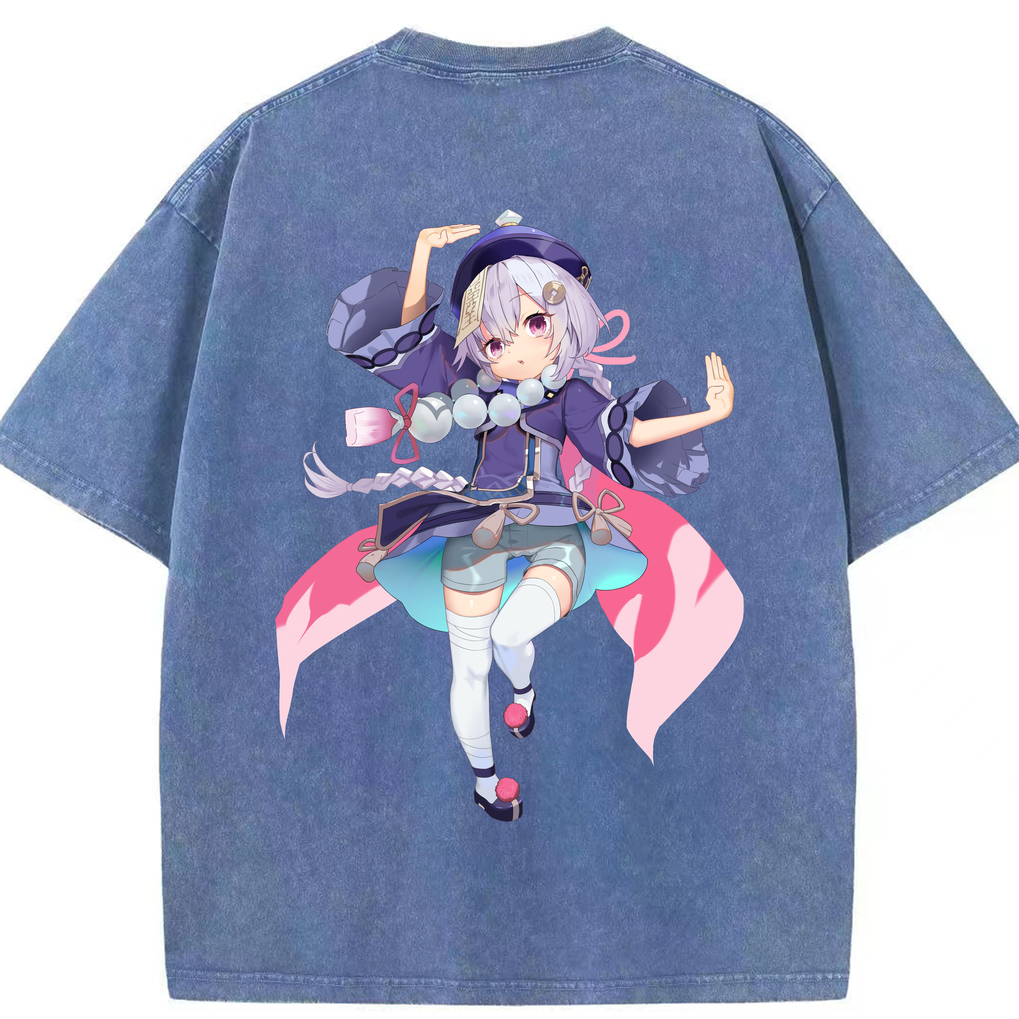 げんし神 七七 なな  genshin Nana 綿100% ヴィンテージ風 半袖Tシャツ（背面プリント）
