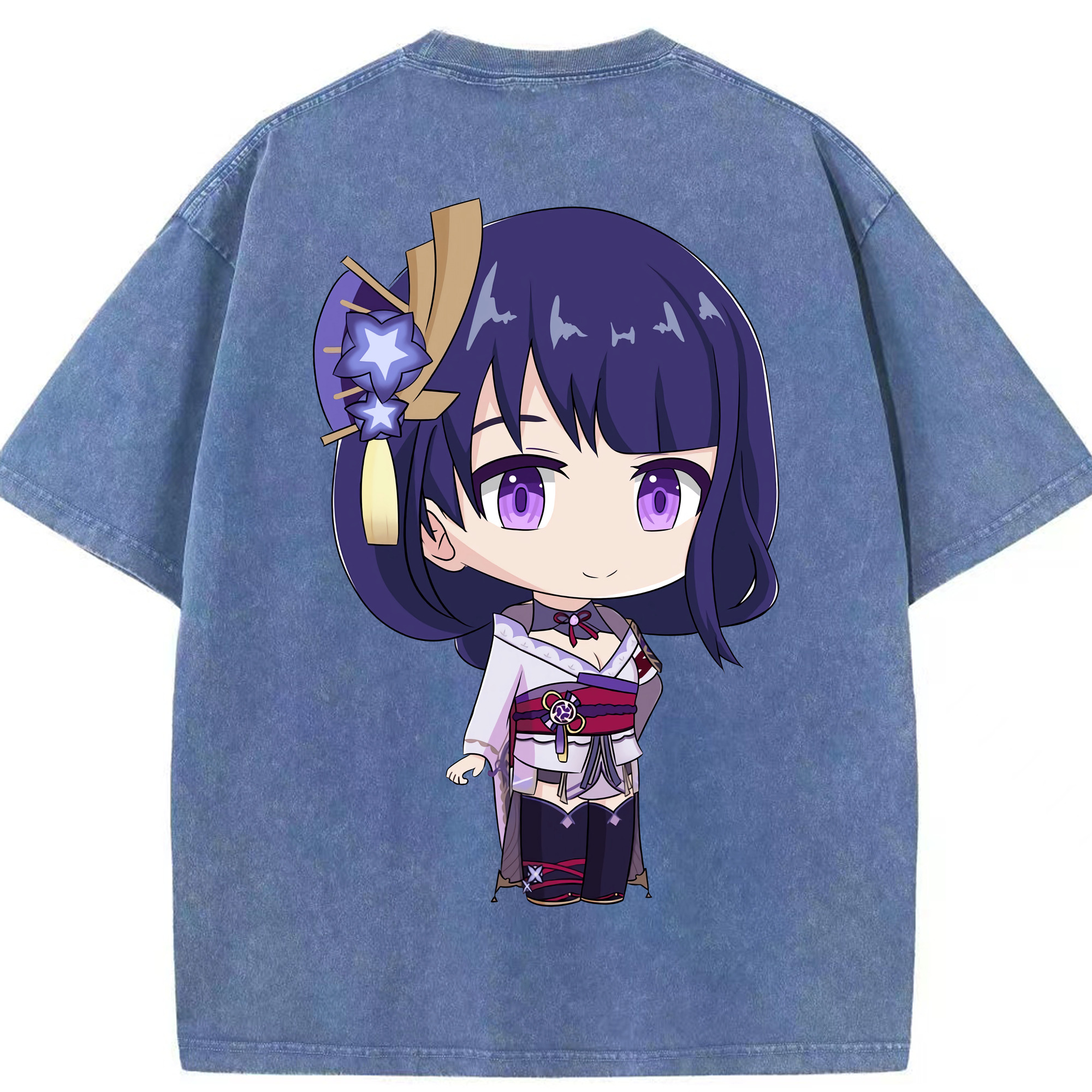 げんし神 雷電将軍 らいでんしょうぐん genshin Raiden Shogun 綿100% ヴィンテージ風 半袖Tシャツ（背面プリント）