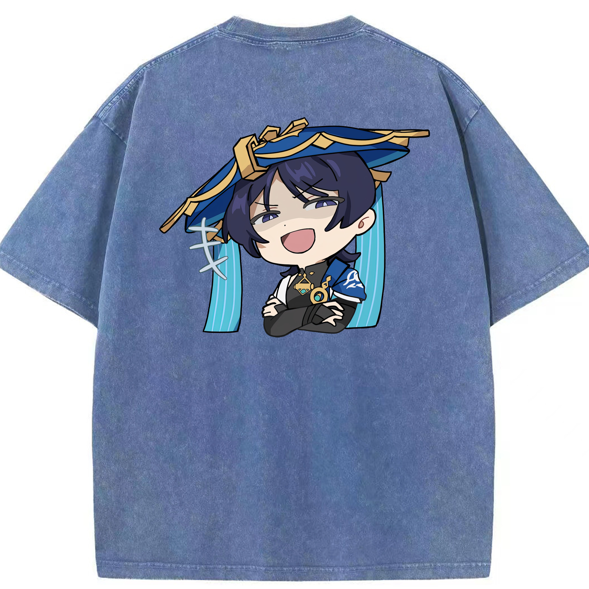 げんし神 さんペい genshin Sanpei 綿100% ヴィンテージ風 半袖Tシャツ（背面プリント）