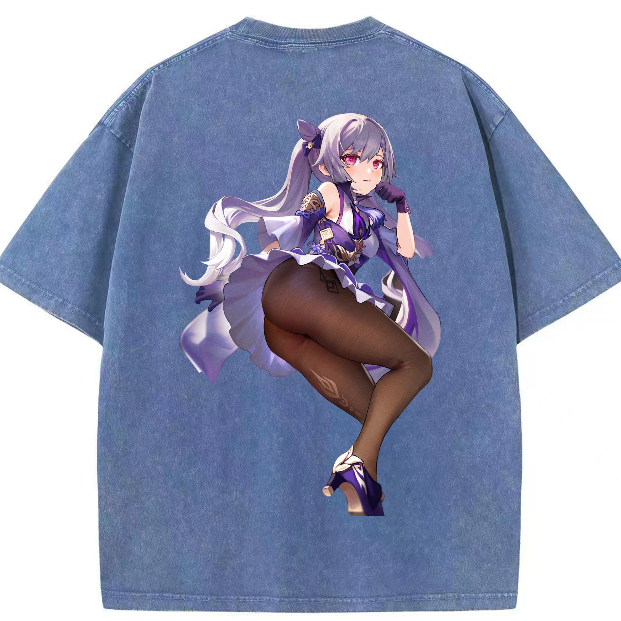 げんし神 刻晴 こくせい genshin Kokusei 綿100% ヴィンテージ風 半袖Tシャツ（背面プリント）