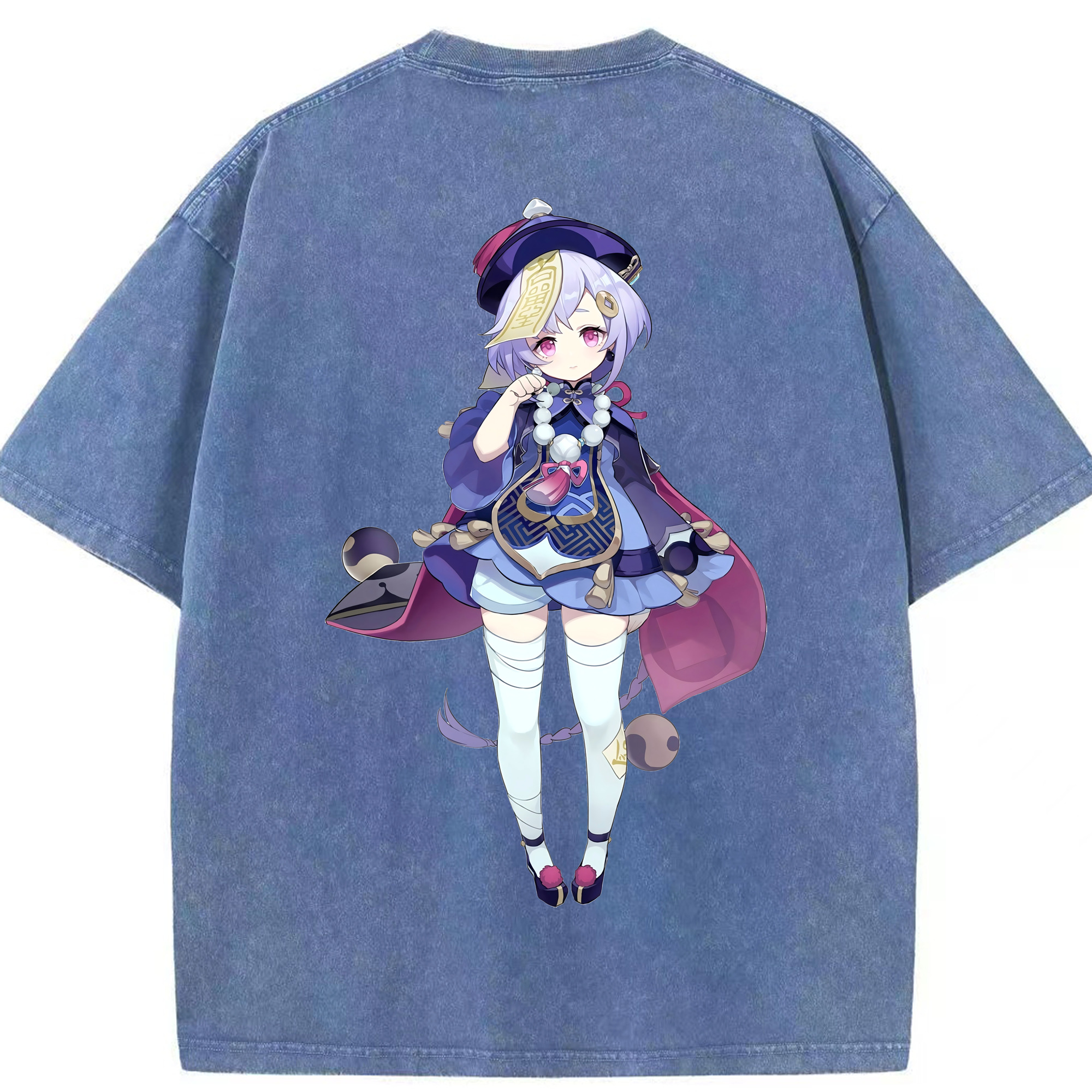 げんし神 七七 なな  genshin Nana 綿100% ヴィンテージ風 半袖Tシャツ（背面プリント）