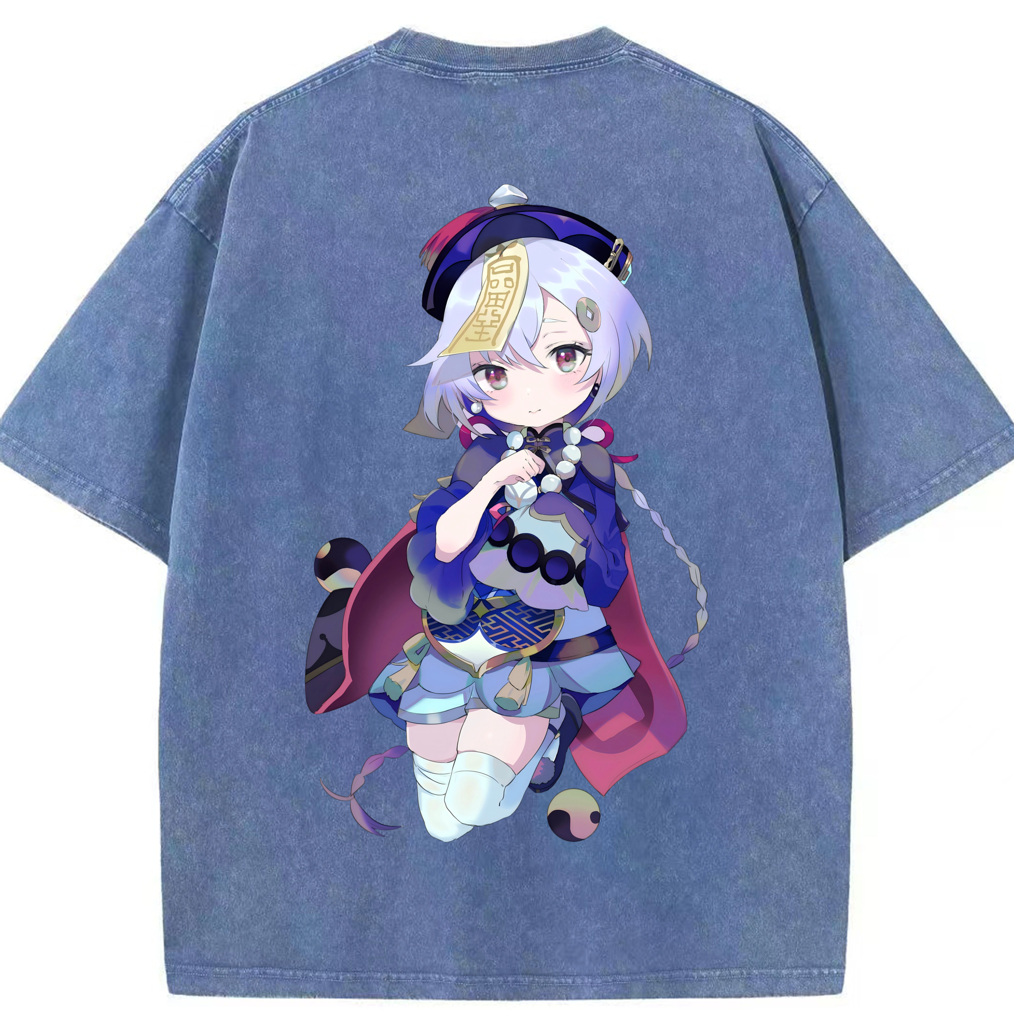 げんし神 七七 なな  genshin Nana 綿100% ヴィンテージ風 半袖Tシャツ（背面プリント）