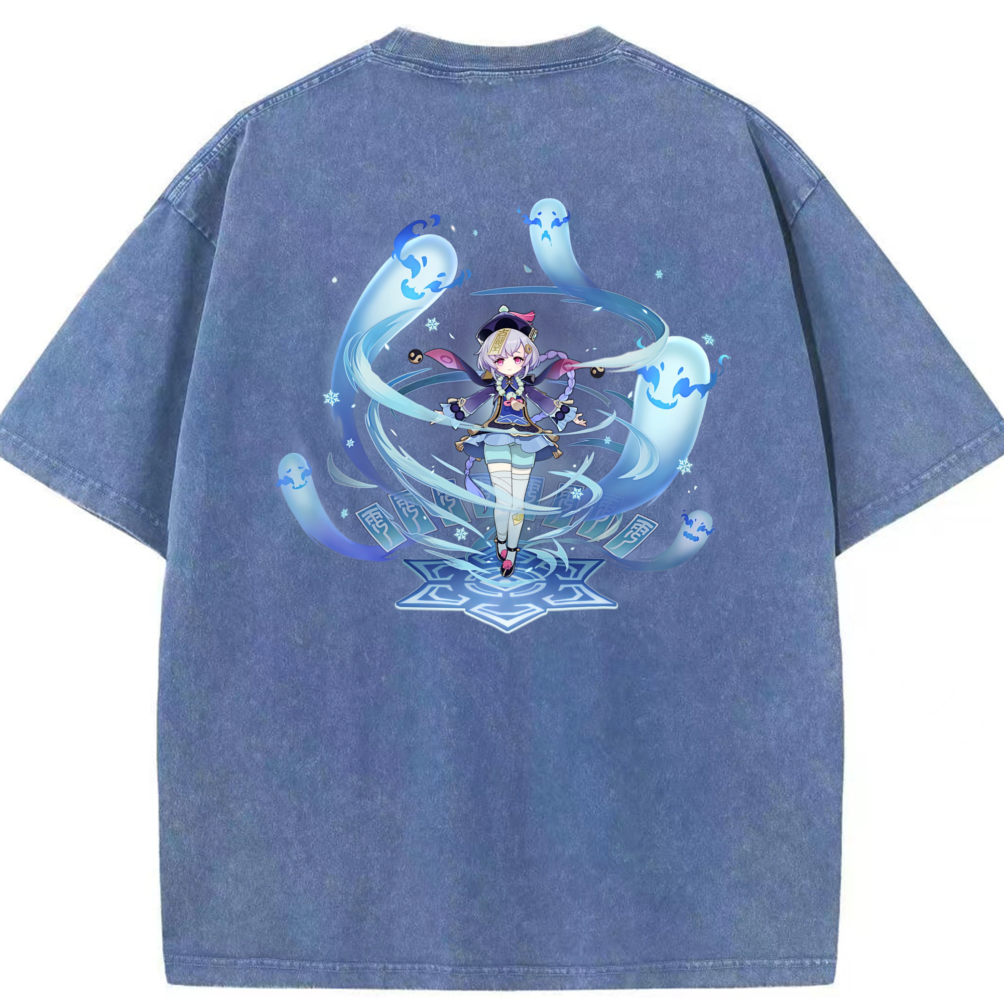 げんし神 七七 なな  genshin Nana 綿100% ヴィンテージ風 半袖Tシャツ（背面プリント）