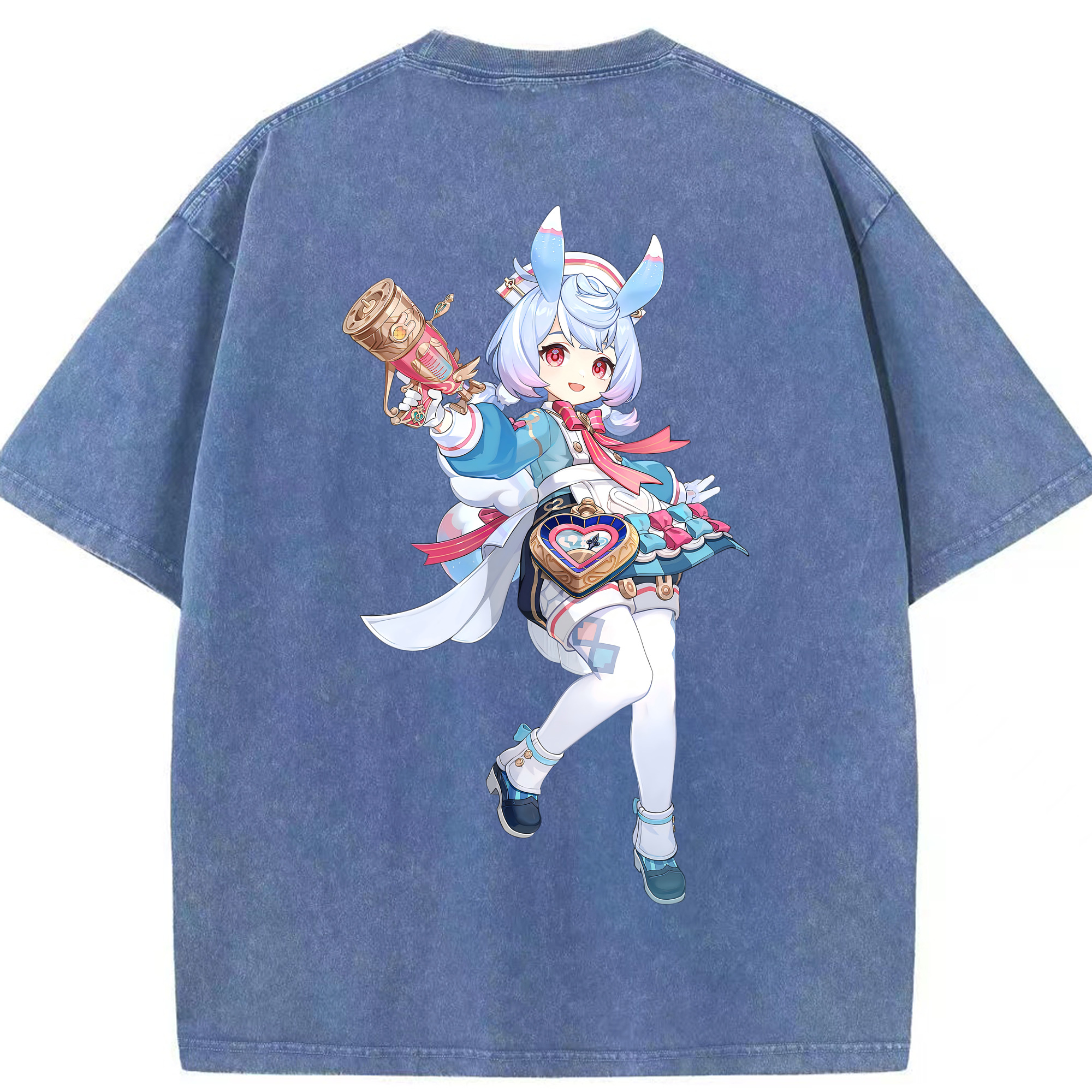 げんし神 シゲウィン genshin Shigewin 綿100% ヴィンテージ風 半袖Tシャツ（背面プリント）