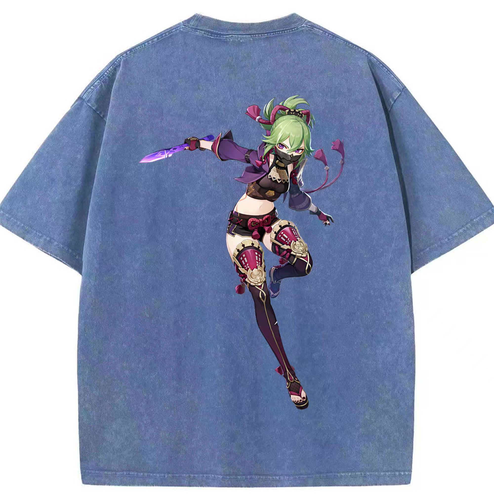 げんし神  久岐忍 くき しのぶ genshin Kuki Shinobu 綿100% ヴィンテージ風 半袖Tシャツ（背面プリント）