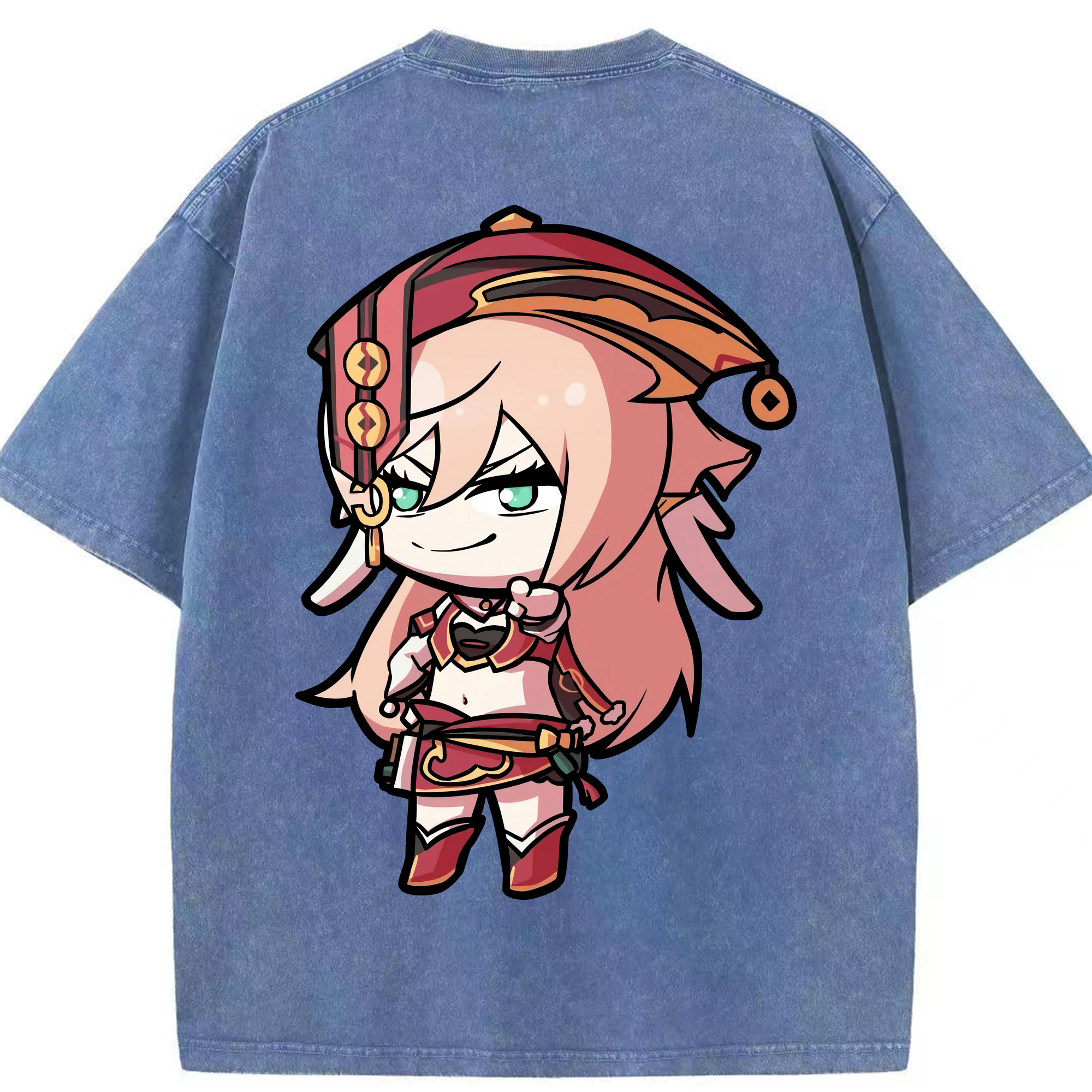 げんし神 ヤンフェイ genshin Yanfei 綿100% ヴィンテージ風 半袖Tシャツ（背面プリント）
